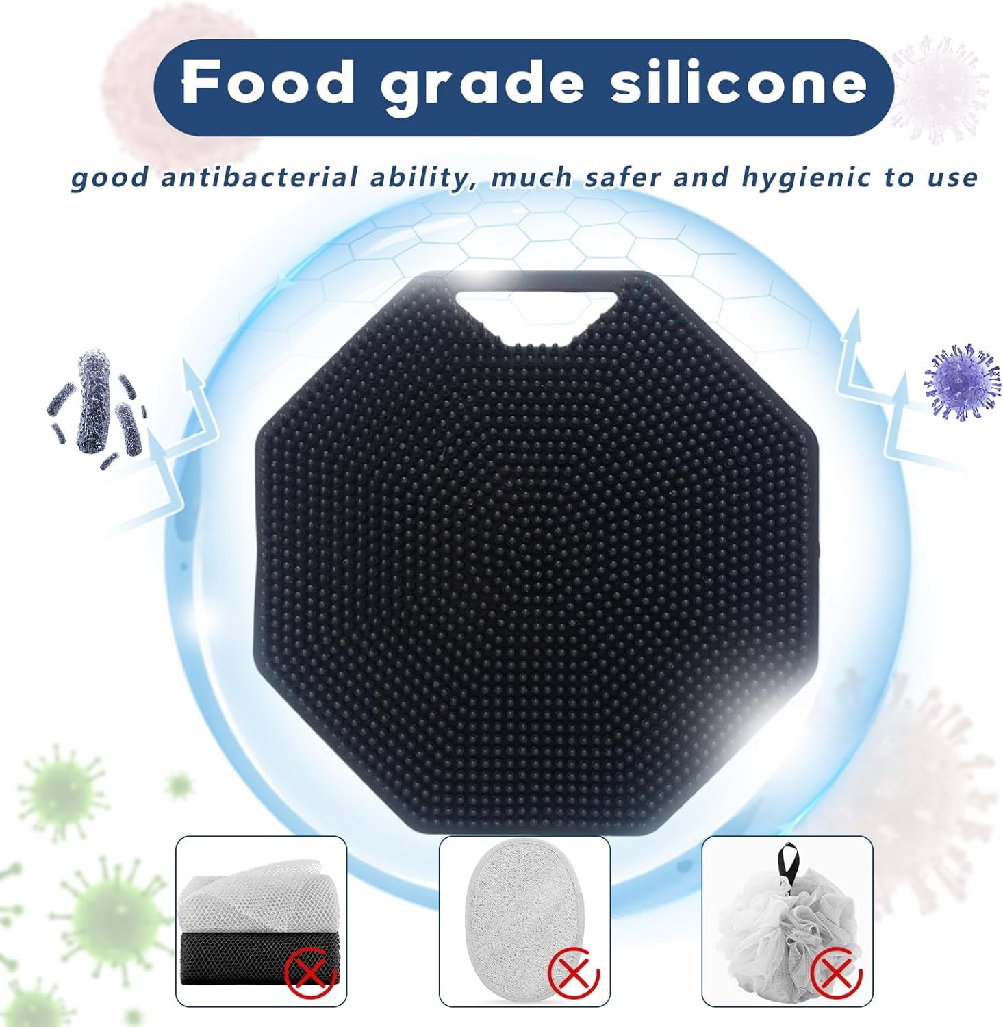 Alyvisun Silicone Body Scrubber - Gentle Exfoliating & Massaging Brush | Black 3
