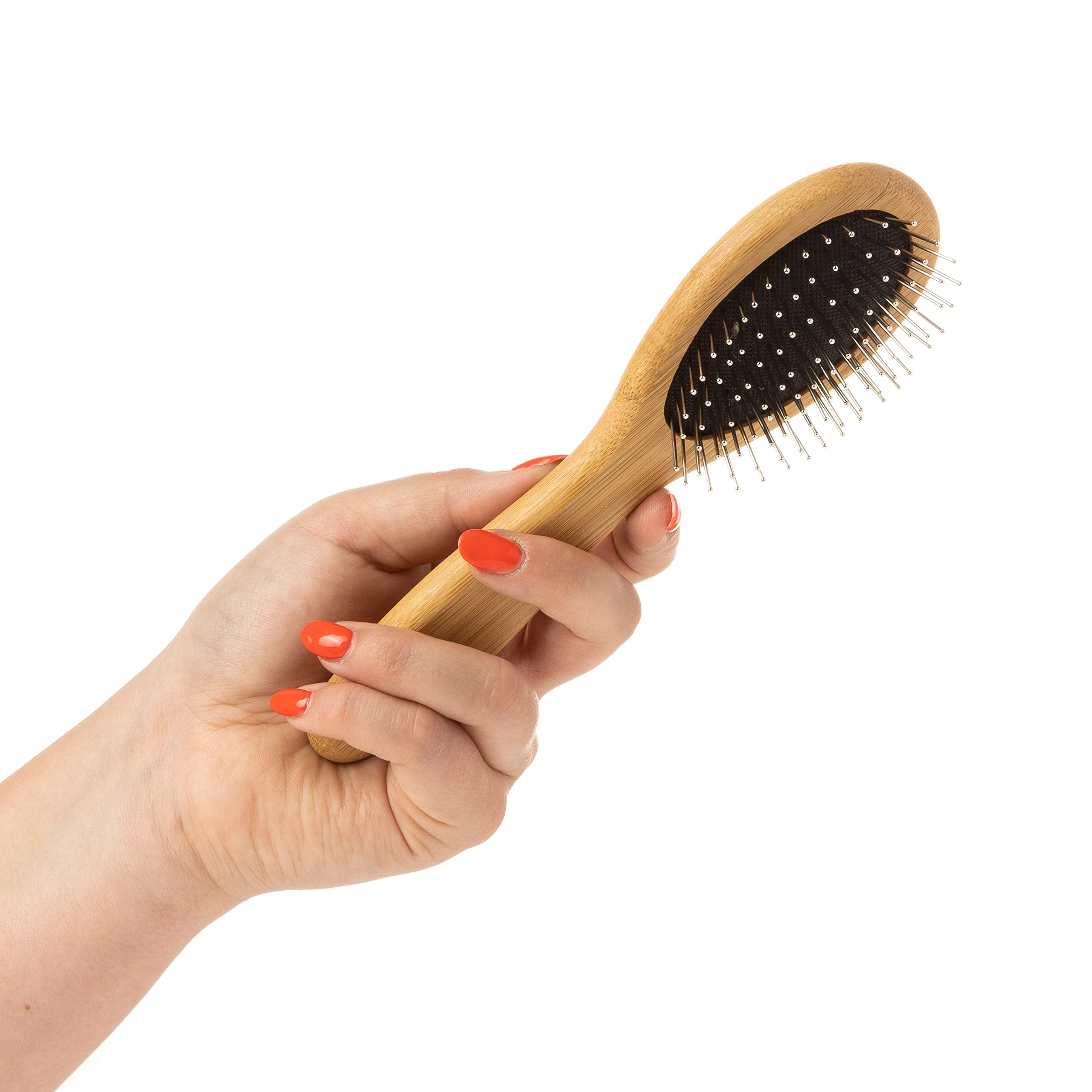 Mikki Bamboo Ball Pin Brush - Eco-Friendly Grooming for Medium to Thick Hair | Smooths Coat 3