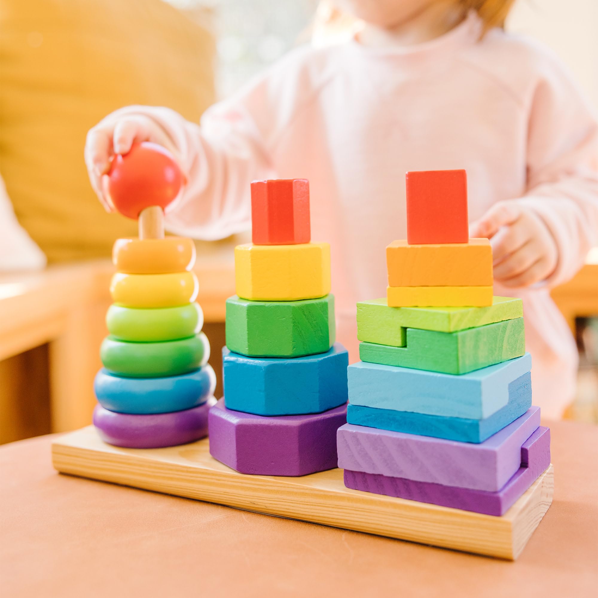 Melissa & Doug Geometric Stacker Wooden Development Toy | Ages 2-4 | Builds Motor Skills 8