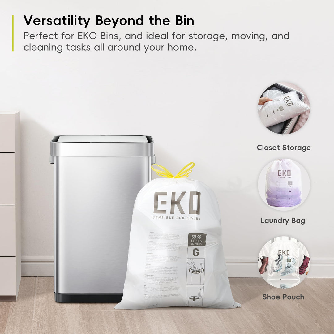 EKO Extra Strong Drawstring Bin Liners for 50-90L Kitchen Bins - 10 Pack