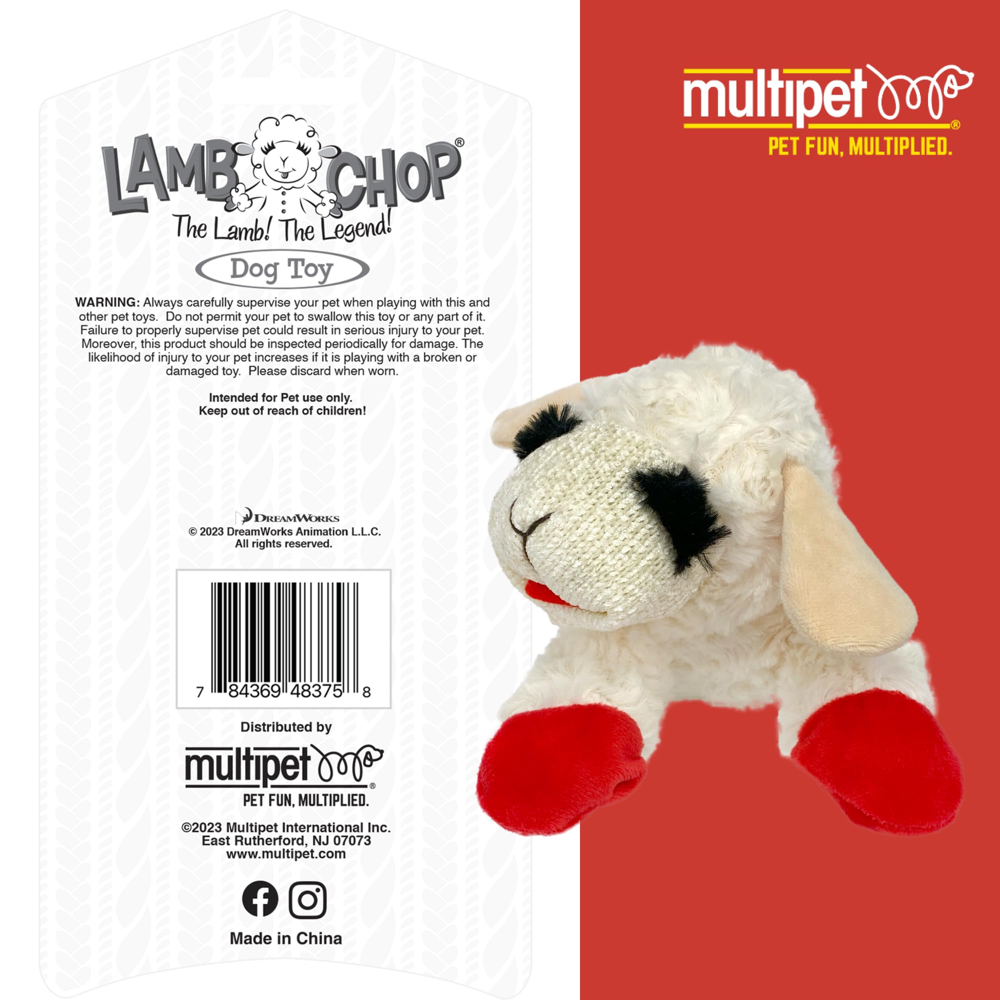 Multipet Lambchop Plush Dog Toy - Soft Cuddly Squeaky Toy for Small/Medium Breeds | 10 Inch 6