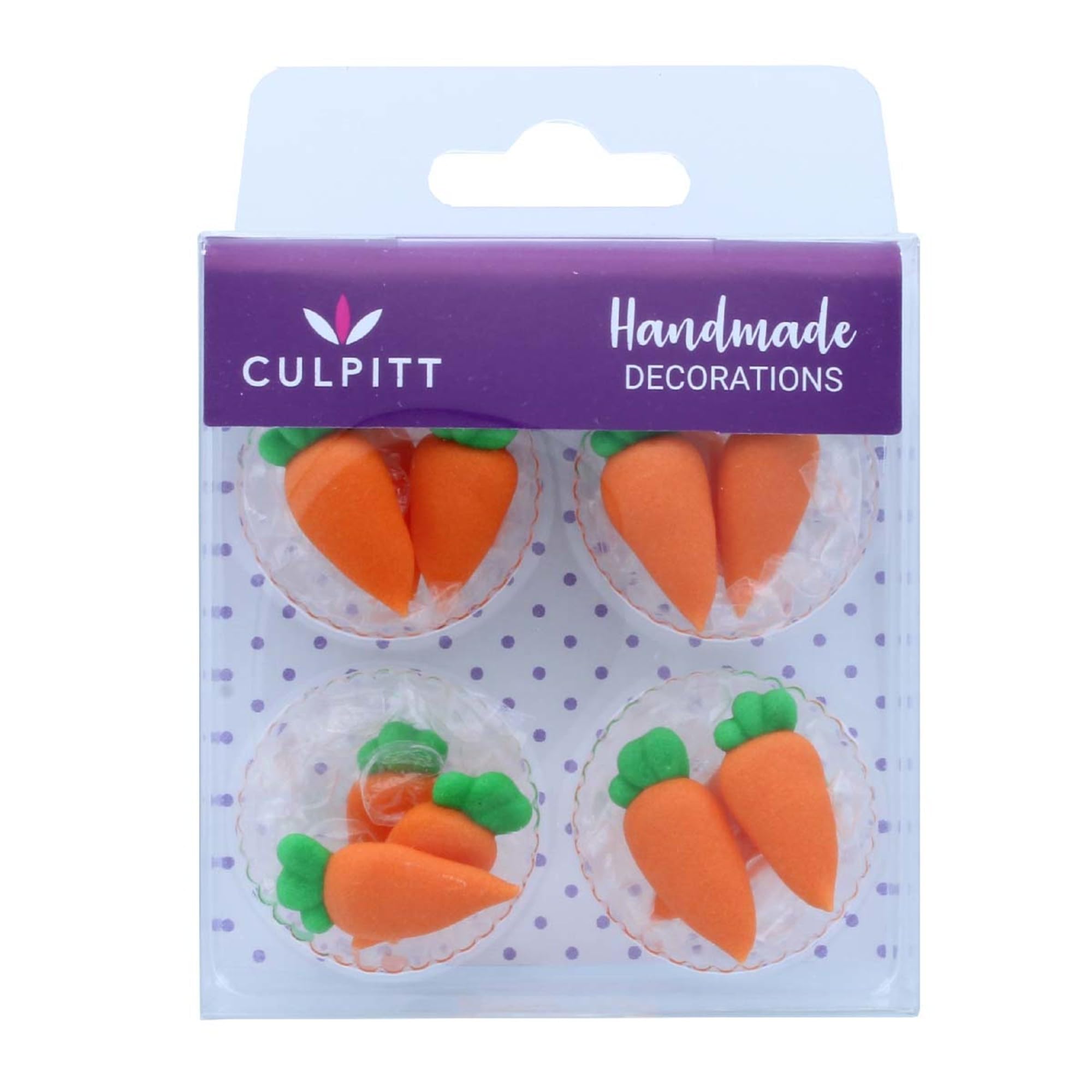 Culpitt Carrot Sugar Pipings - 12 Pack Edible Cake Decorations | Royal Icing | Vegetarian & Coeliac Safe