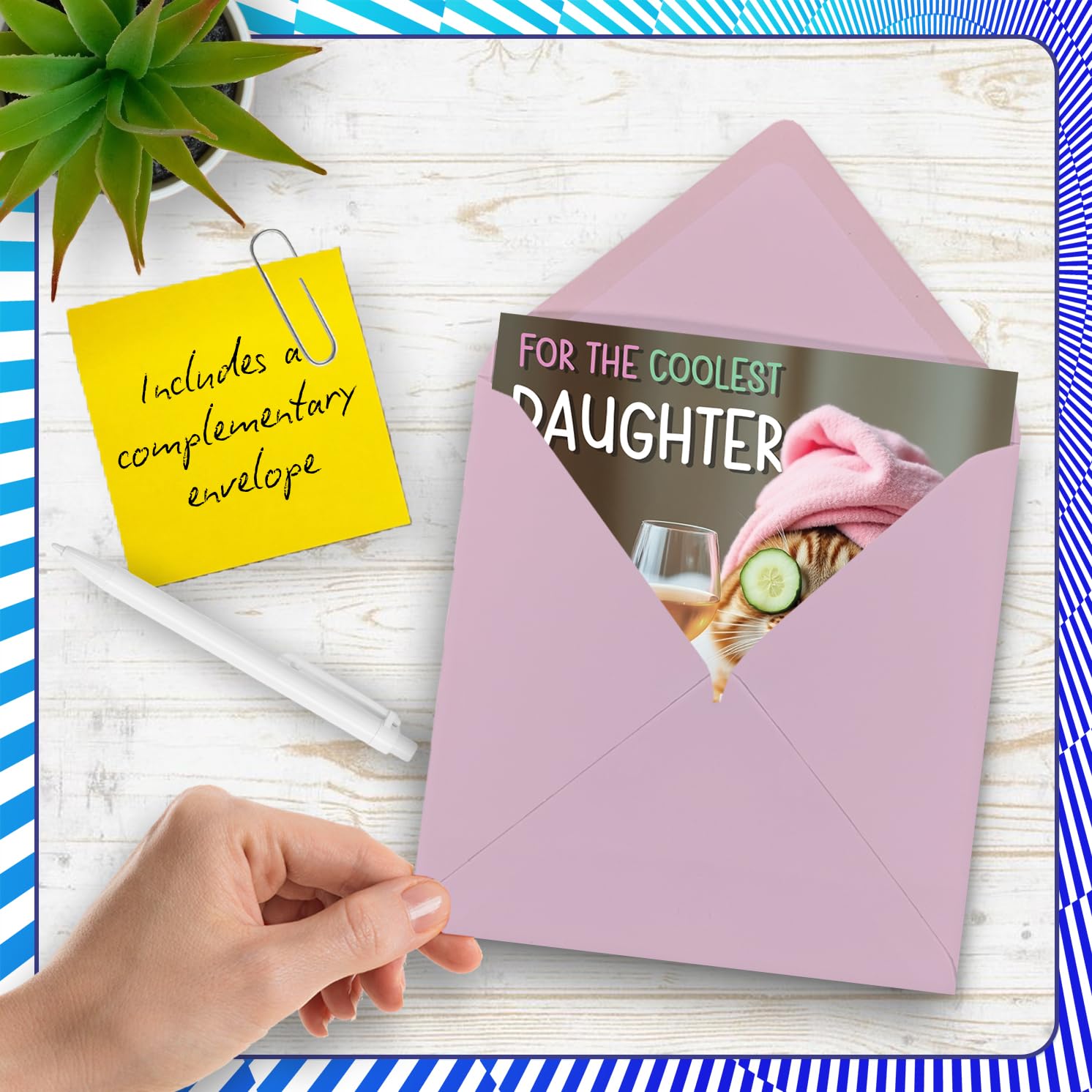 Stuff4 Funny Daughter Birthday Card - Relaxing Bath Cat Design | 145mm x 145mm 5
