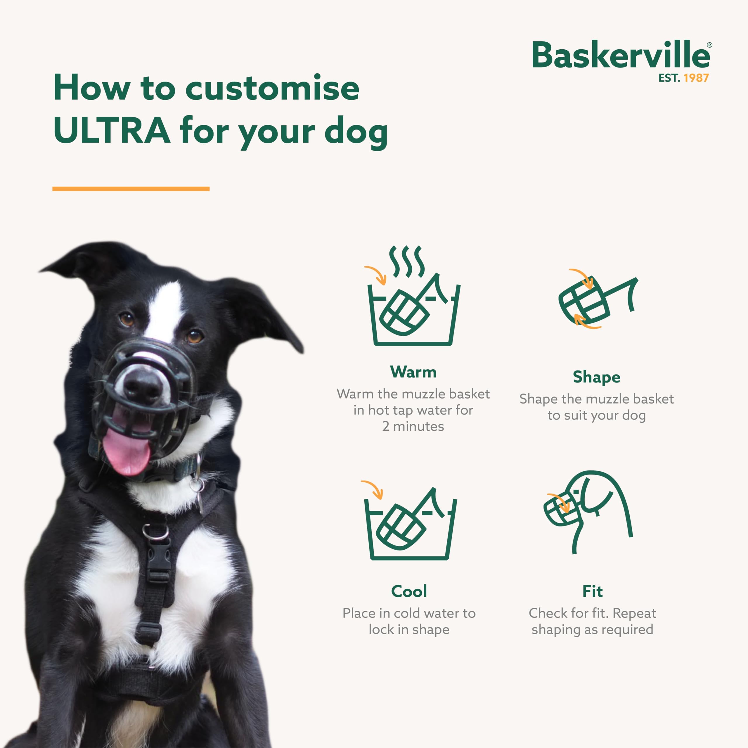 Baskerville ULTRA Muzzle - Patented Humane Design, Breathable, TPR Material, Size 1 6