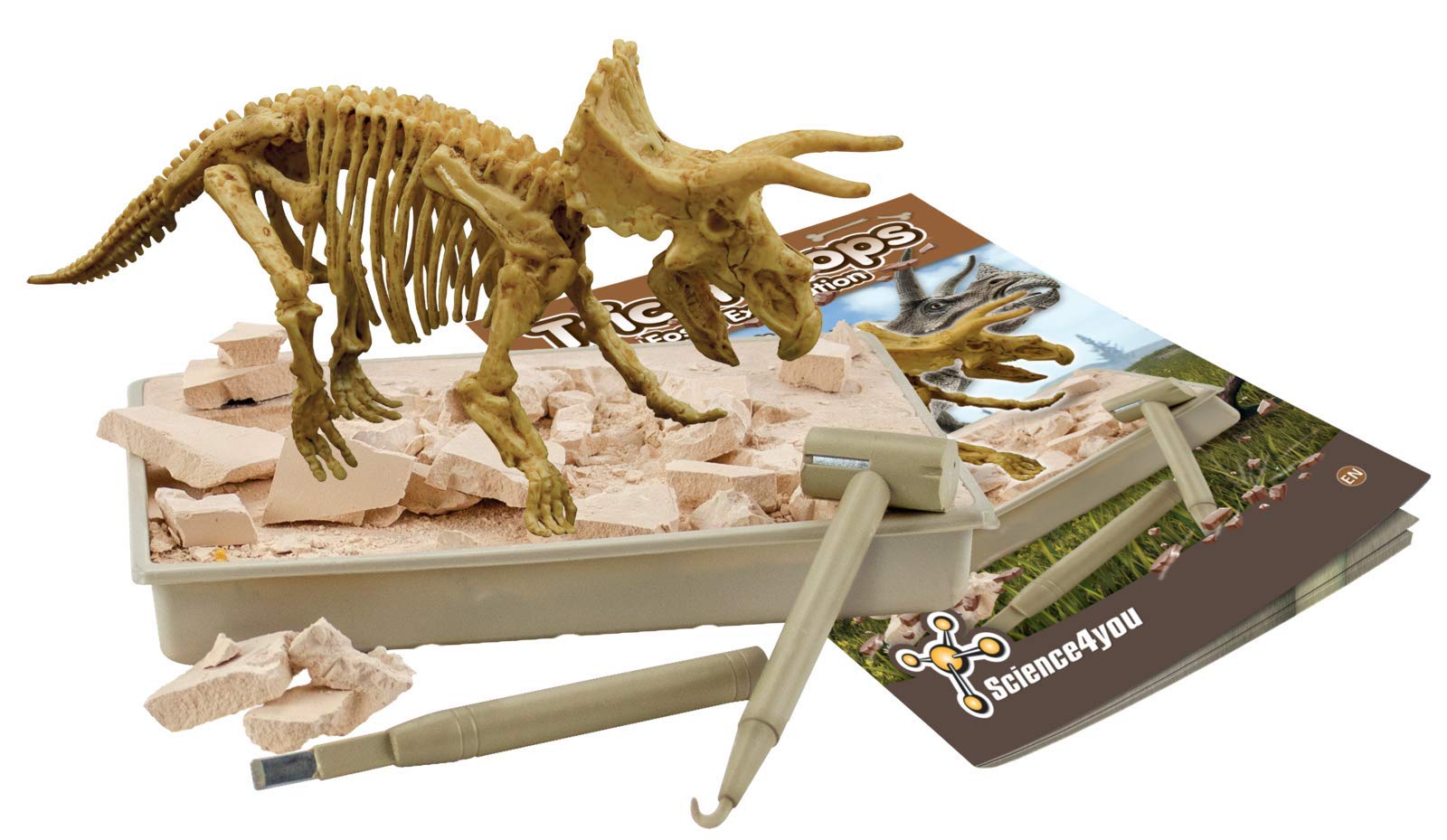 Science4you Triceratops Fossil Digging Kit - 10-Piece Dinosaur Excavation Set for Kids 6+ 9
