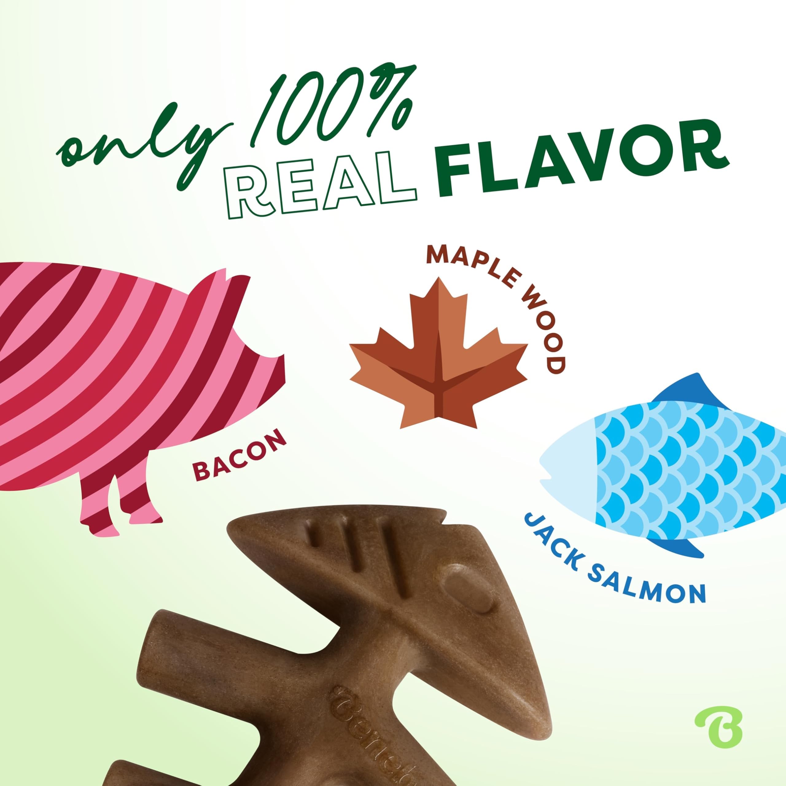 Benebone Holiday 4-Pack Durable Dog Chew Toys for Aggressive Chewers | Real Bacon, Salmon & Maple Flavors 3