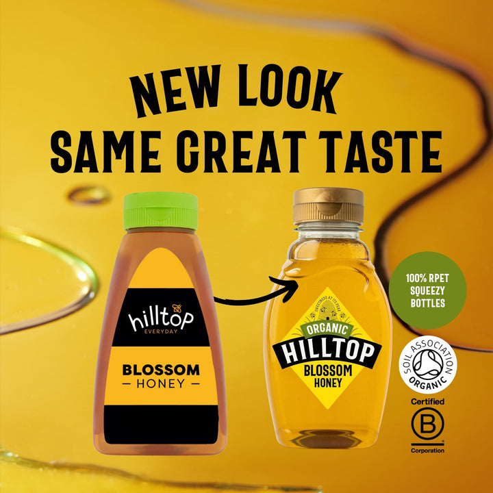 Hilltop Honey - Organic Blossom Honey - Squeezy Bottle - 340g