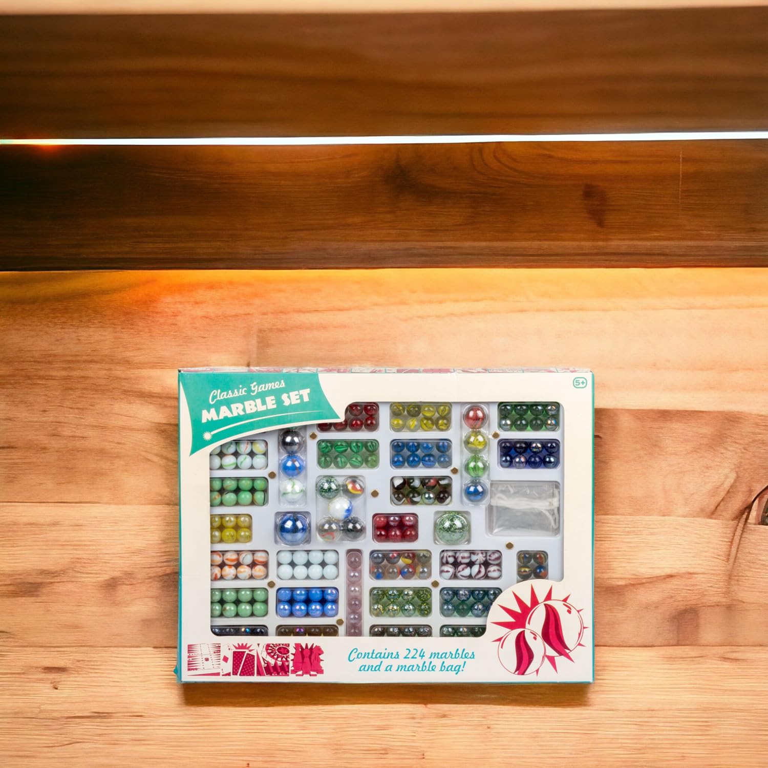 Tobar Marbles - Box of 224 Mixed Designs in Multi-Colored Glass 6