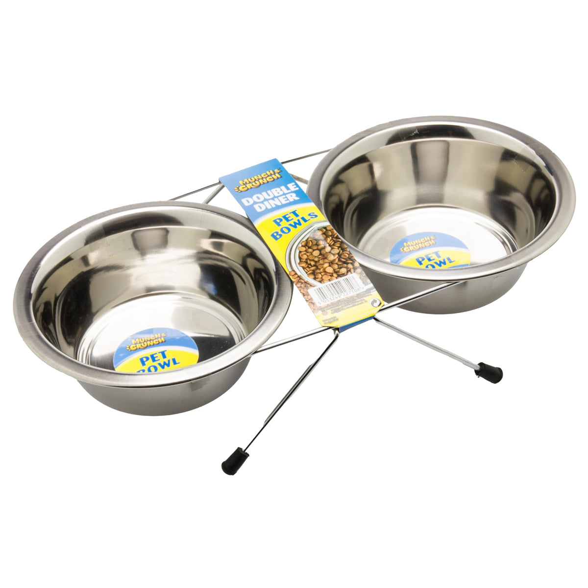 Munch & Crunch Double Diner Dog Bowls with Stand - 2 x 700 ml Stainless Steel