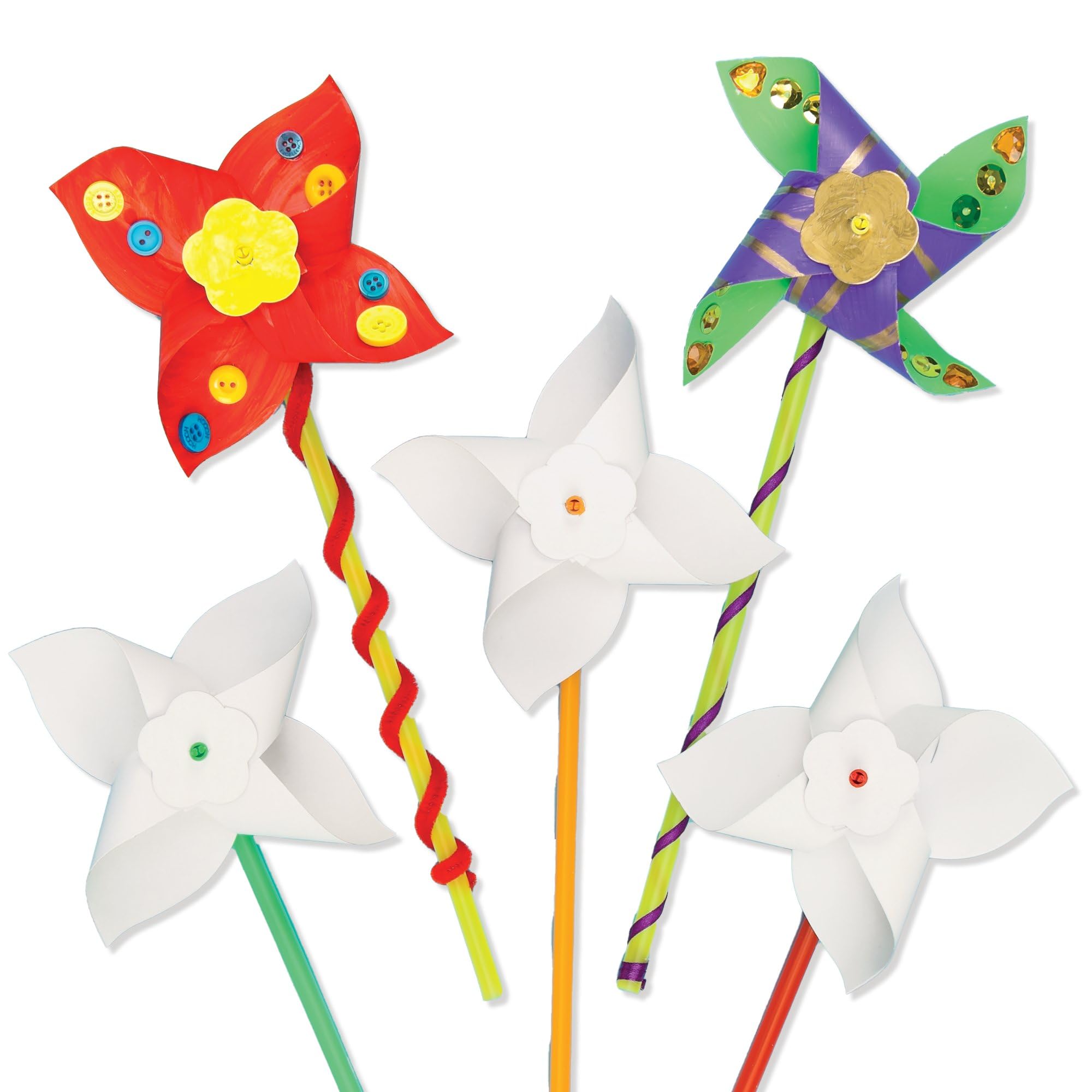 Baker Ross Windmill Craft Activity Pack - Make Your Own Pinwheel Kit for Kids to Decorate | Pack of 8 | Ages 3+ 1
