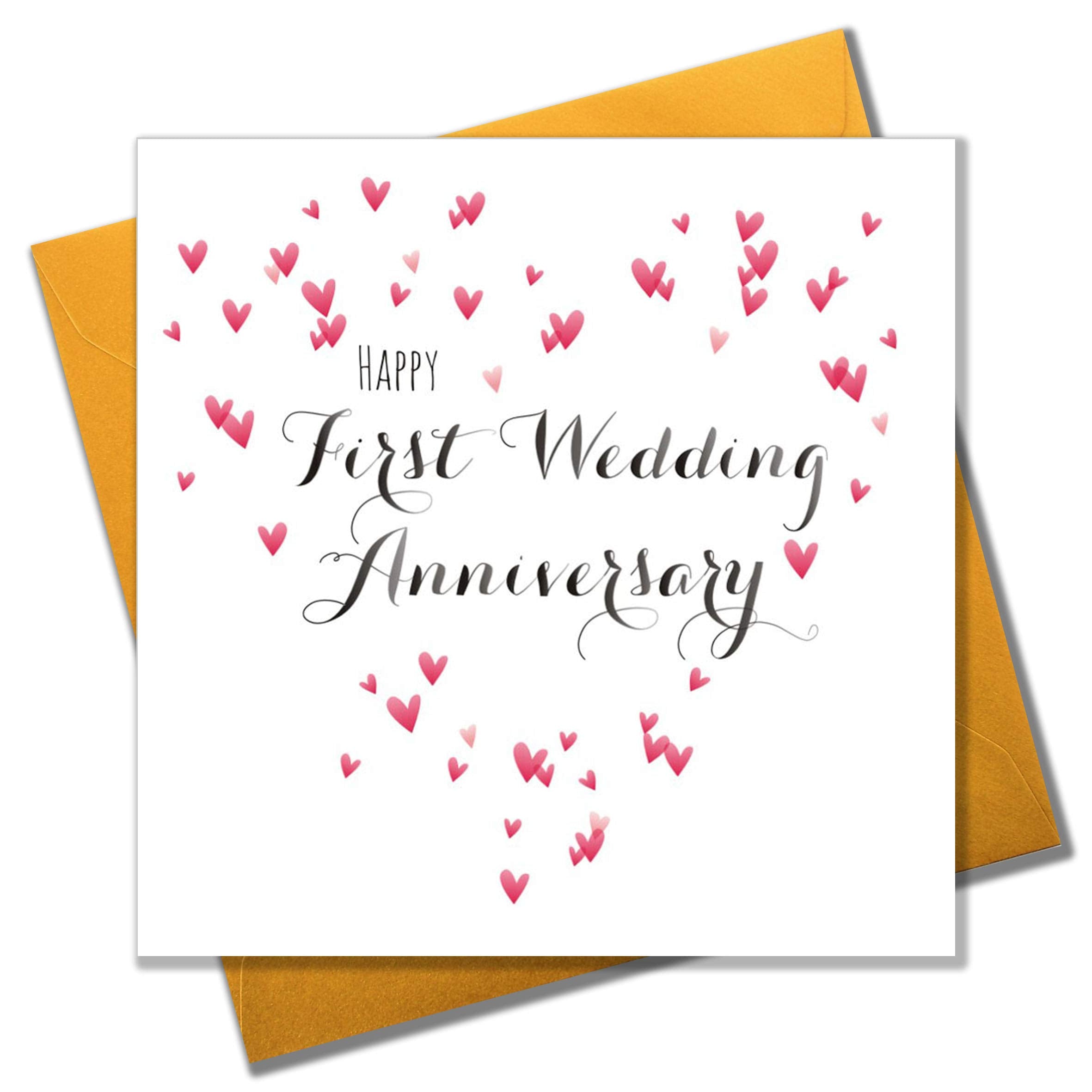 Claire Giles Greeting Cards - Happy First Wedding Anniversary Card | 150x150mm | Heavy 350gsm Card