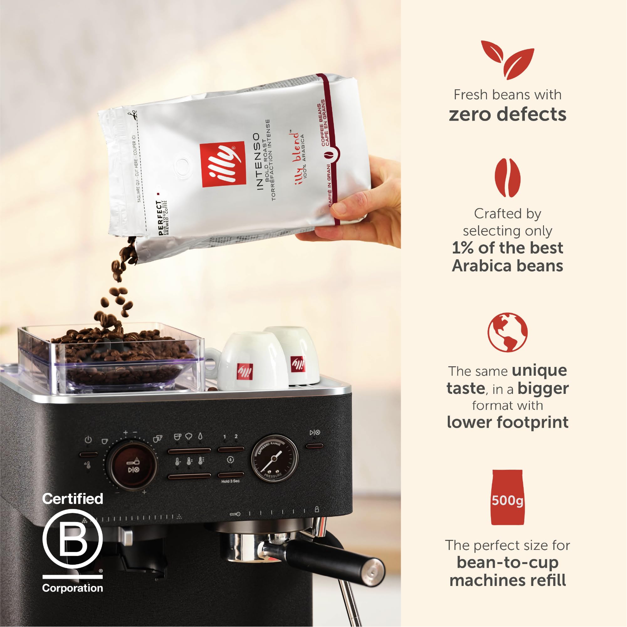 illy Intenso Kaffeebohnen – 100 % Arabica, dunkle Röstung – 500 g Nachfüllbeutel 5