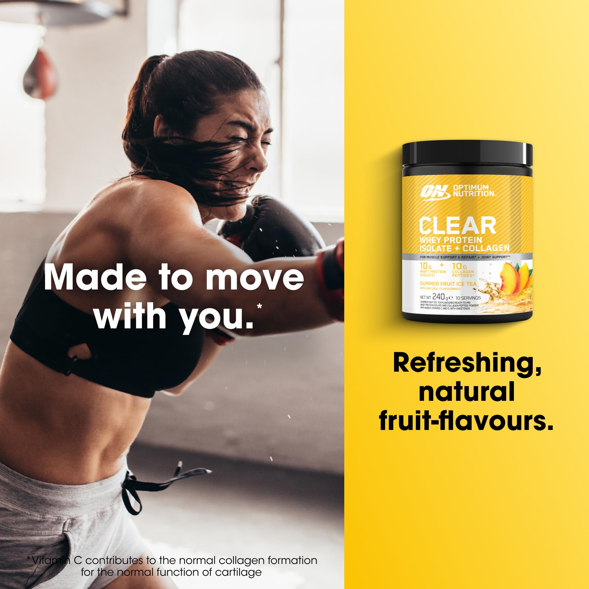 Optimum Nutrition Clear Whey + Collagen Summer Fruit Ice Tea Flavour 240g