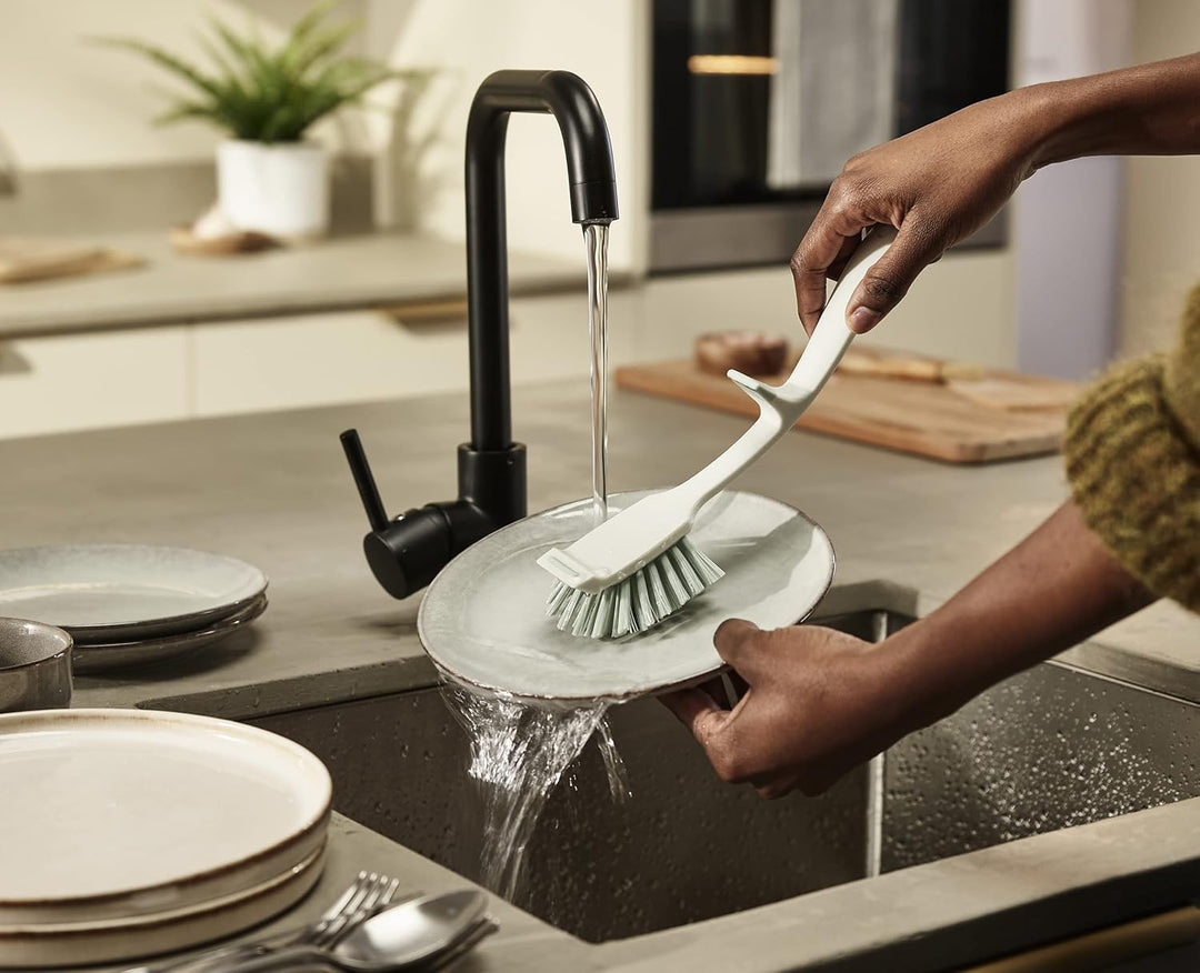 Joseph Joseph Edge Dish Washing Scrubbing Brush – Stone/Sage Green