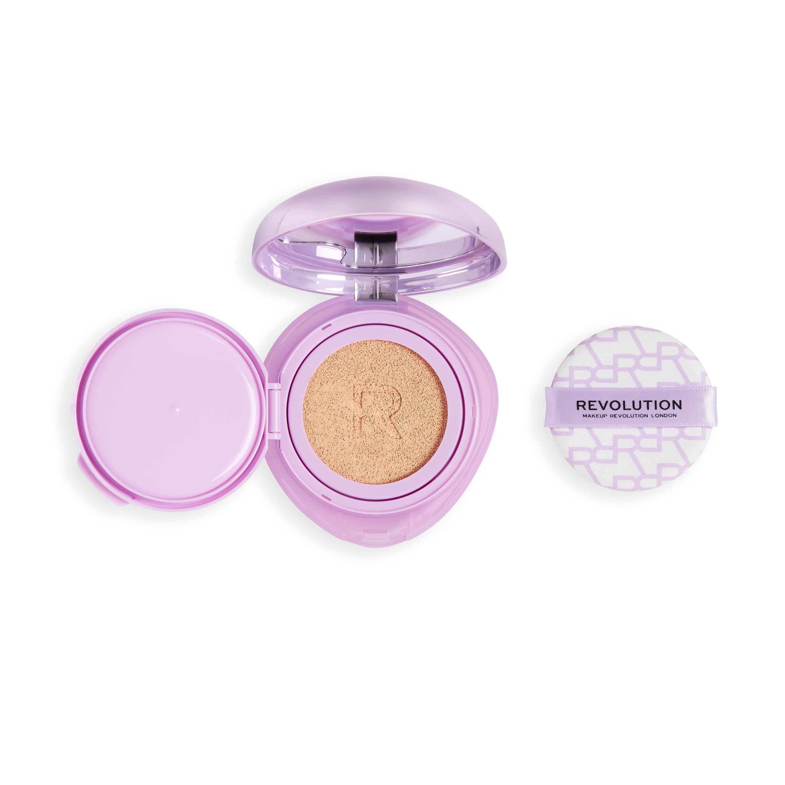 Revolution Beauty London Superdewy Cushion Foundation - Buildable Coverage, Hydrating Finish | Fair Warm 2