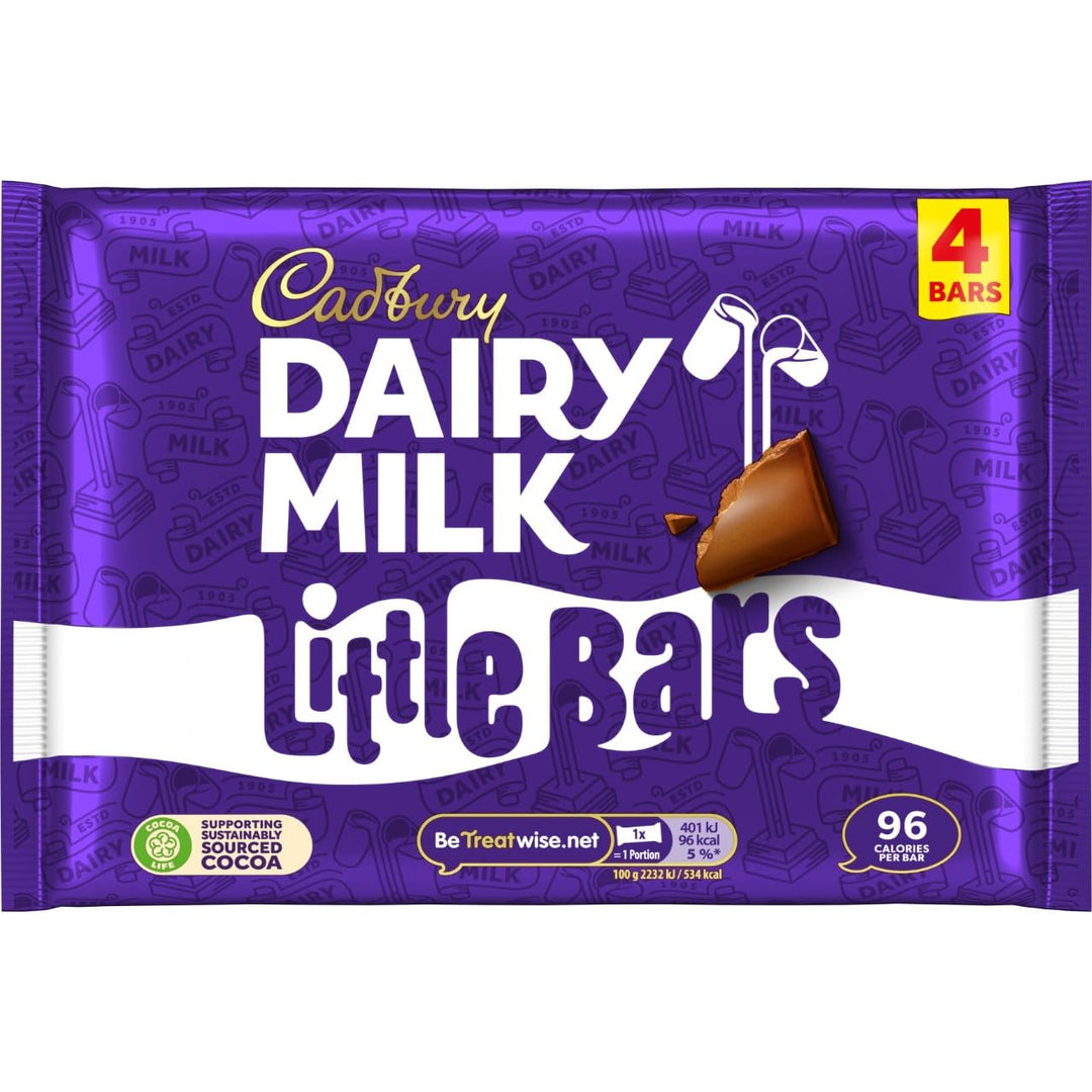 Cadbury Dairy Milk Chocolate Little Bars, 18g (Pack of 4)