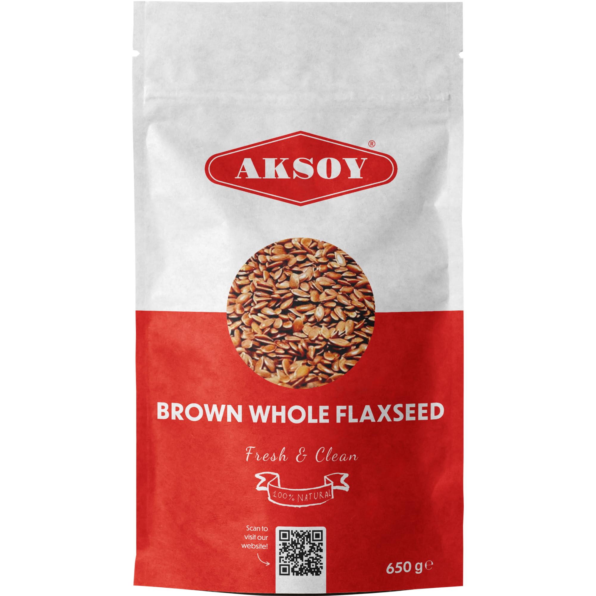 AKSOY Brown Whole Flaxseed (Linseed) - 650g | All Natural | Vegan & Vegetarian 1