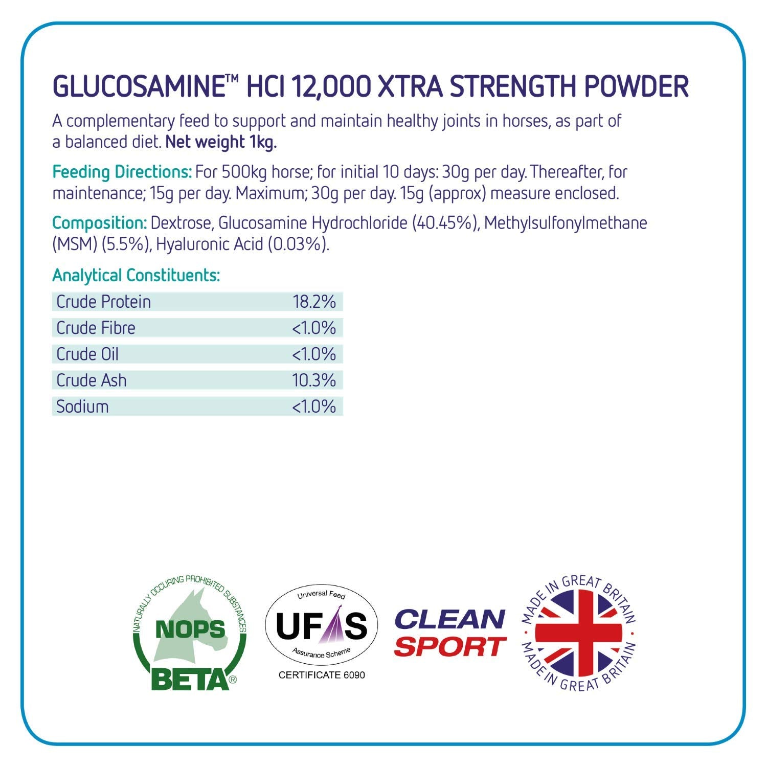 Equine America Glucosamine HCI 12000 - Supports Healthy Joints in Horses & Ponies | 1 kg