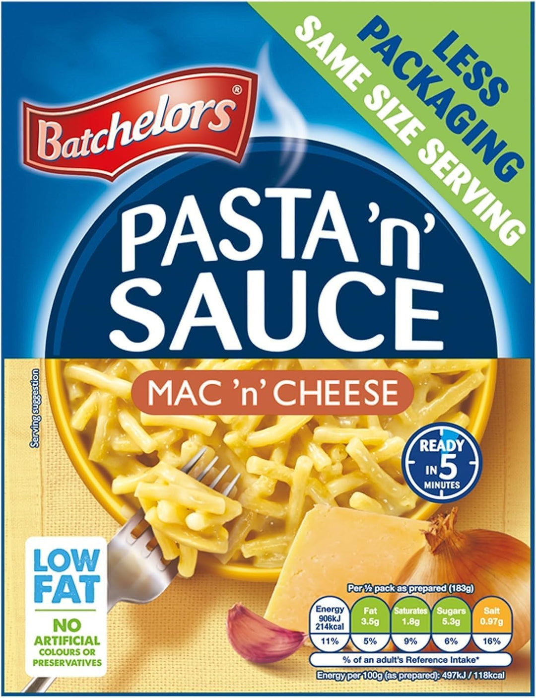 Batchelors Pasta 'n' Sauce Mac 'N' Cheese Pasta Ready Meal, 99g Packet (Pack of 7)