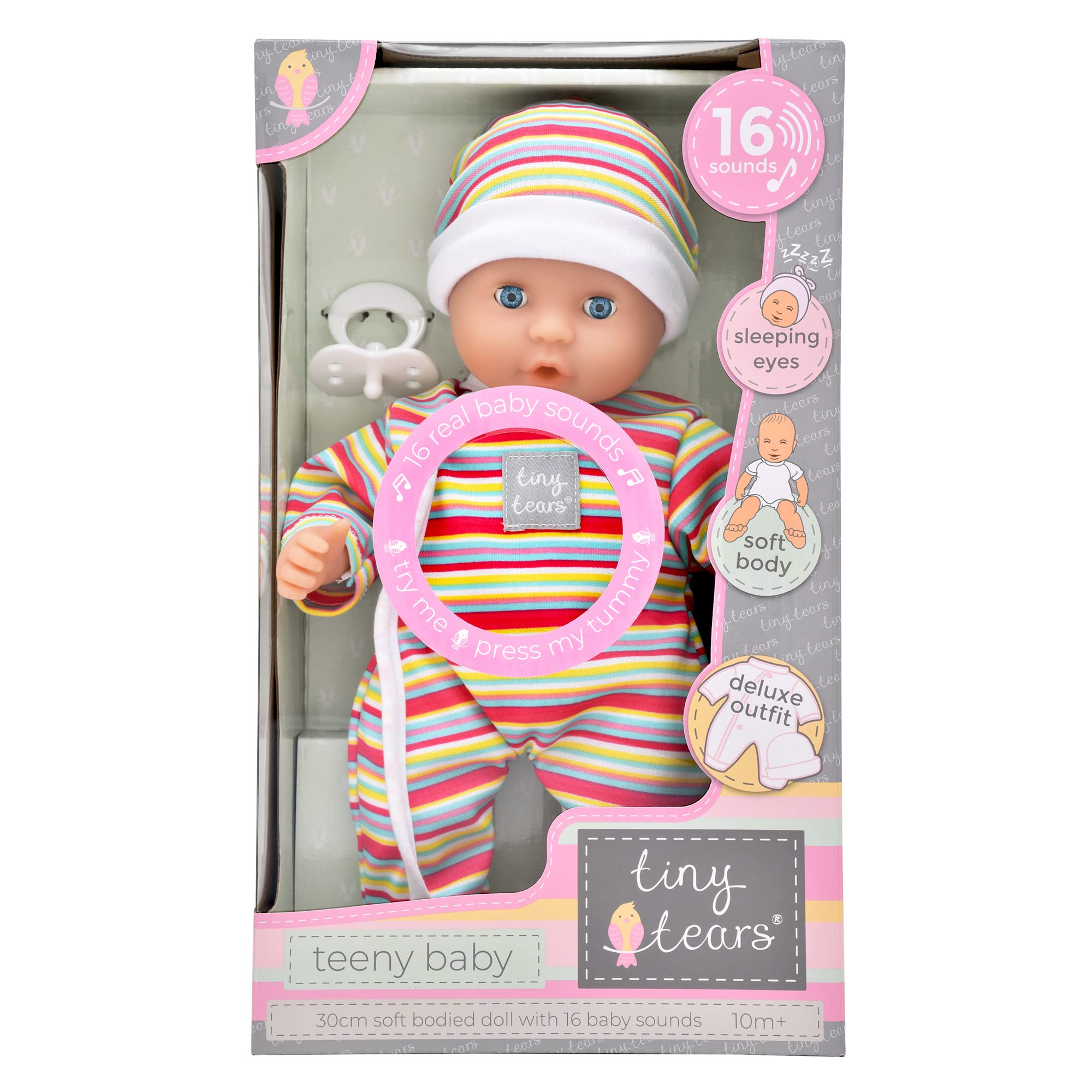 Tiny Tears Teeny Baby Doll - 30cm Soft Body with 16 Real Baby Sounds 3