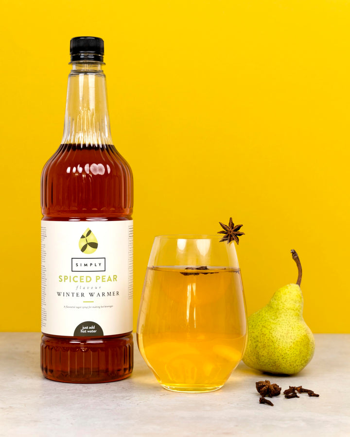 Simply - Spiced Pear Winter Warmer Syrup, Vegan & Nut Free Flavoured Beverage Syrup