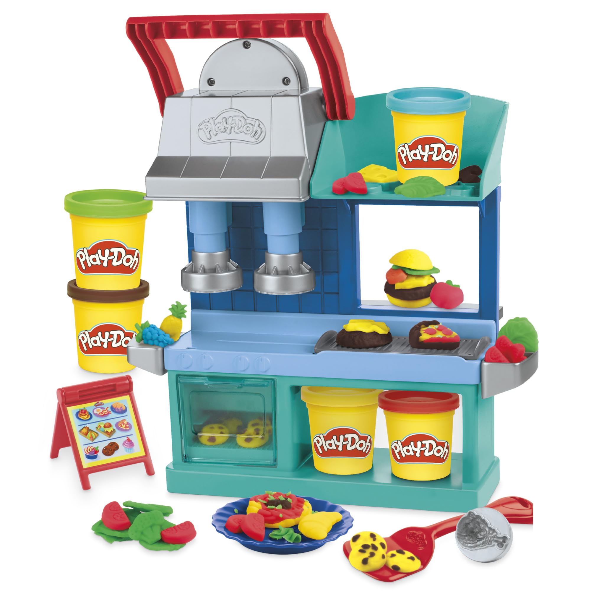 Play-Doh Kitchen Creations Busy Chef's Restaurant Playset - 2-Sided Pretend Play Kitchen for Ages 3+ 1