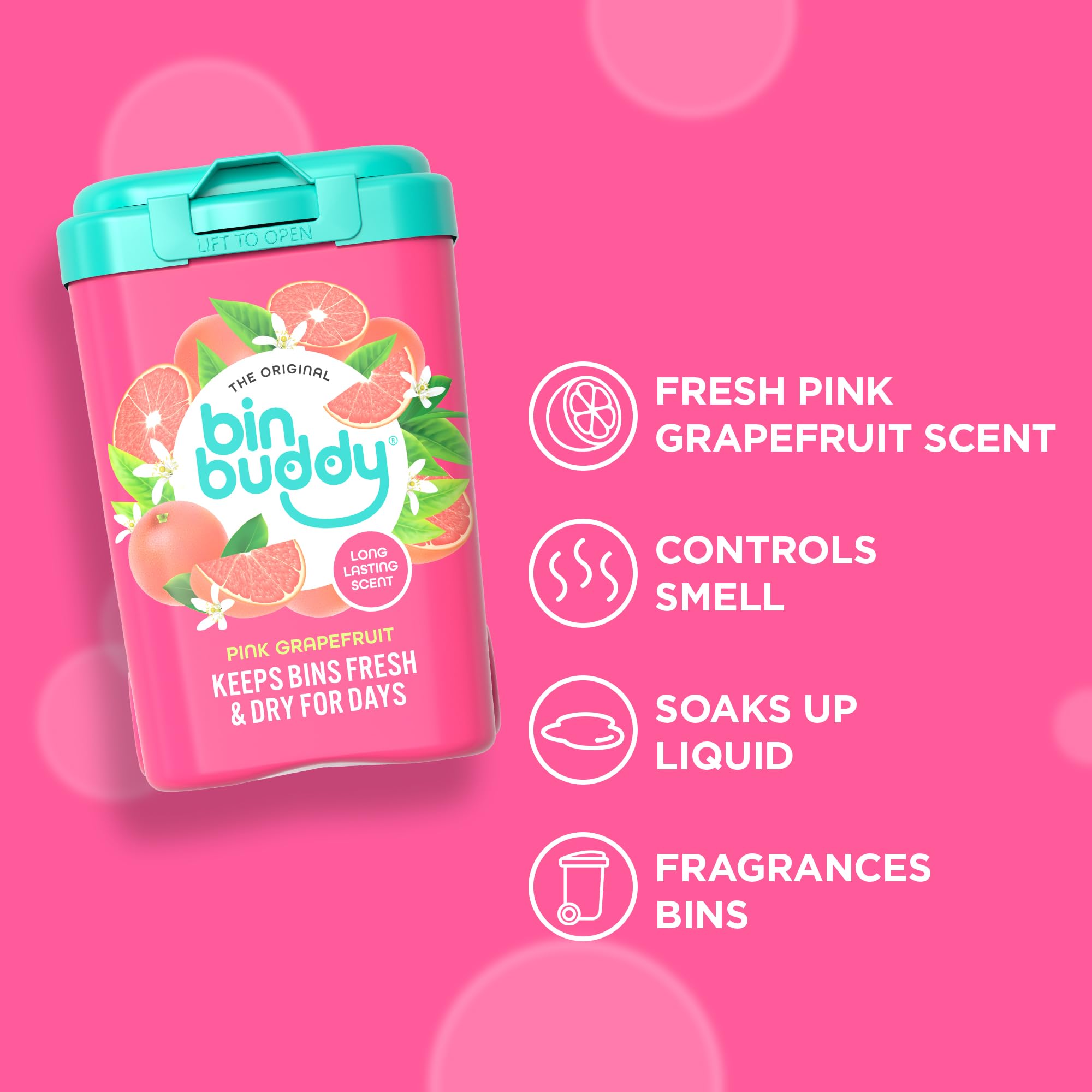 Bin Buddy Pink Grapefruit & Spring Flower Deodoriser Powder - 450g, Pack of 2 | Eliminates Odours 4
