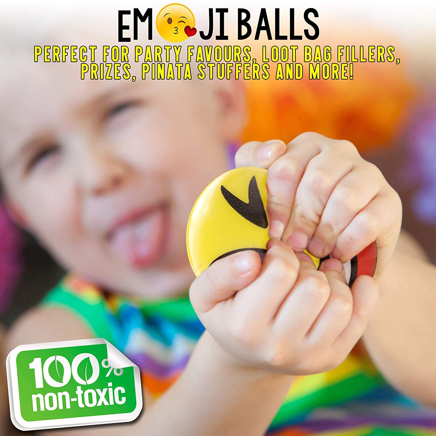 SHATCHI 24 Pack Happy Yellow Emoji Stress Balls - 6cm PU Foam | Unisex Kids/Adults 5
