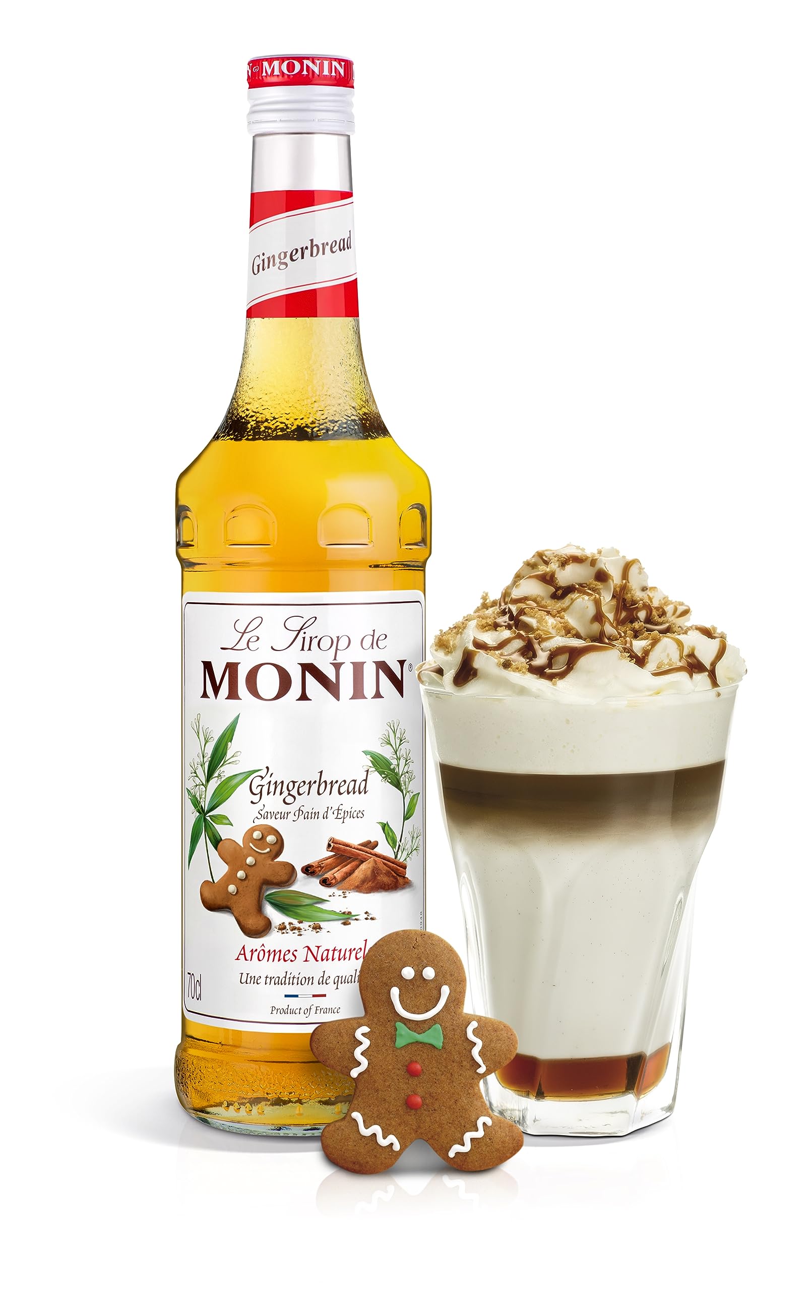 Monin Premium Gingerbread Syrup - 700ml | Vegan, Natural Flavours | Coffee & Cocktail Concentrate