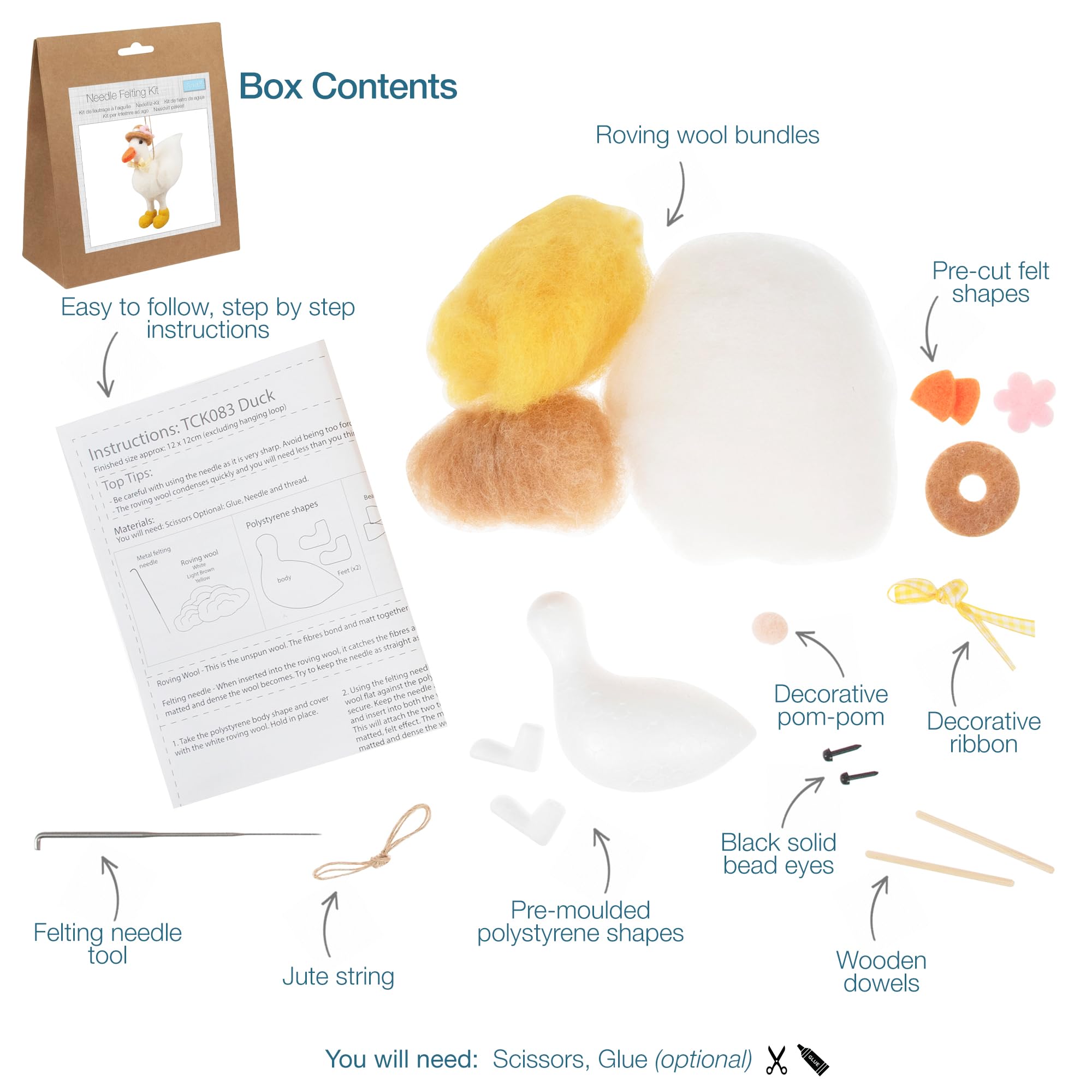 Trimits Needle Felting Craft Kit - Complete DIY Kit for Beginners with Wool, Needle & Instructions 9