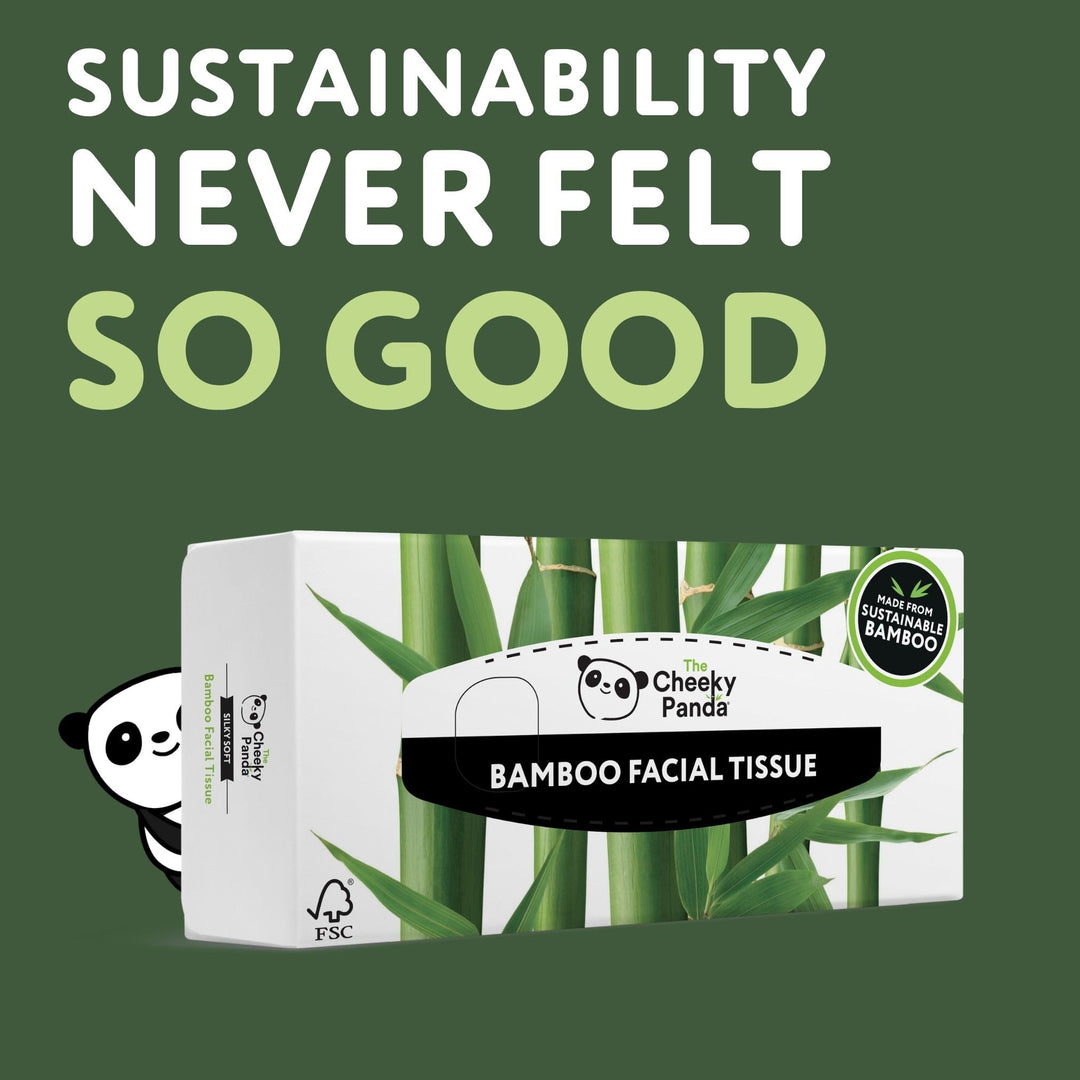 The Cheeky Panda – Bamboo Facial Tissues 3-Ply Flat Box (80 Tissues) Hypoallergenic, Plastic-Free, Eco-Friendly
