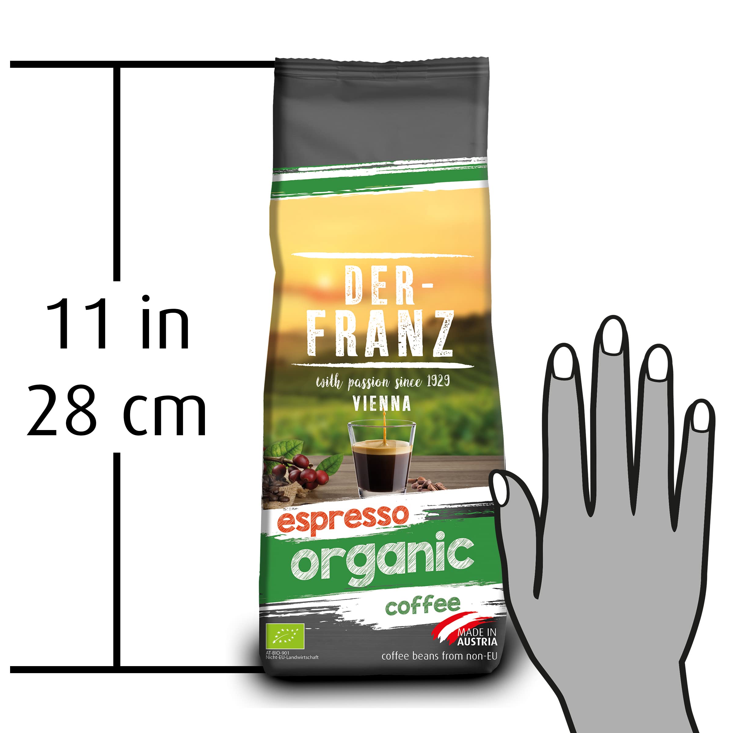 Der-Franz Espresso Organic Coffee, Whole Bean, 3 x 500 g 2
