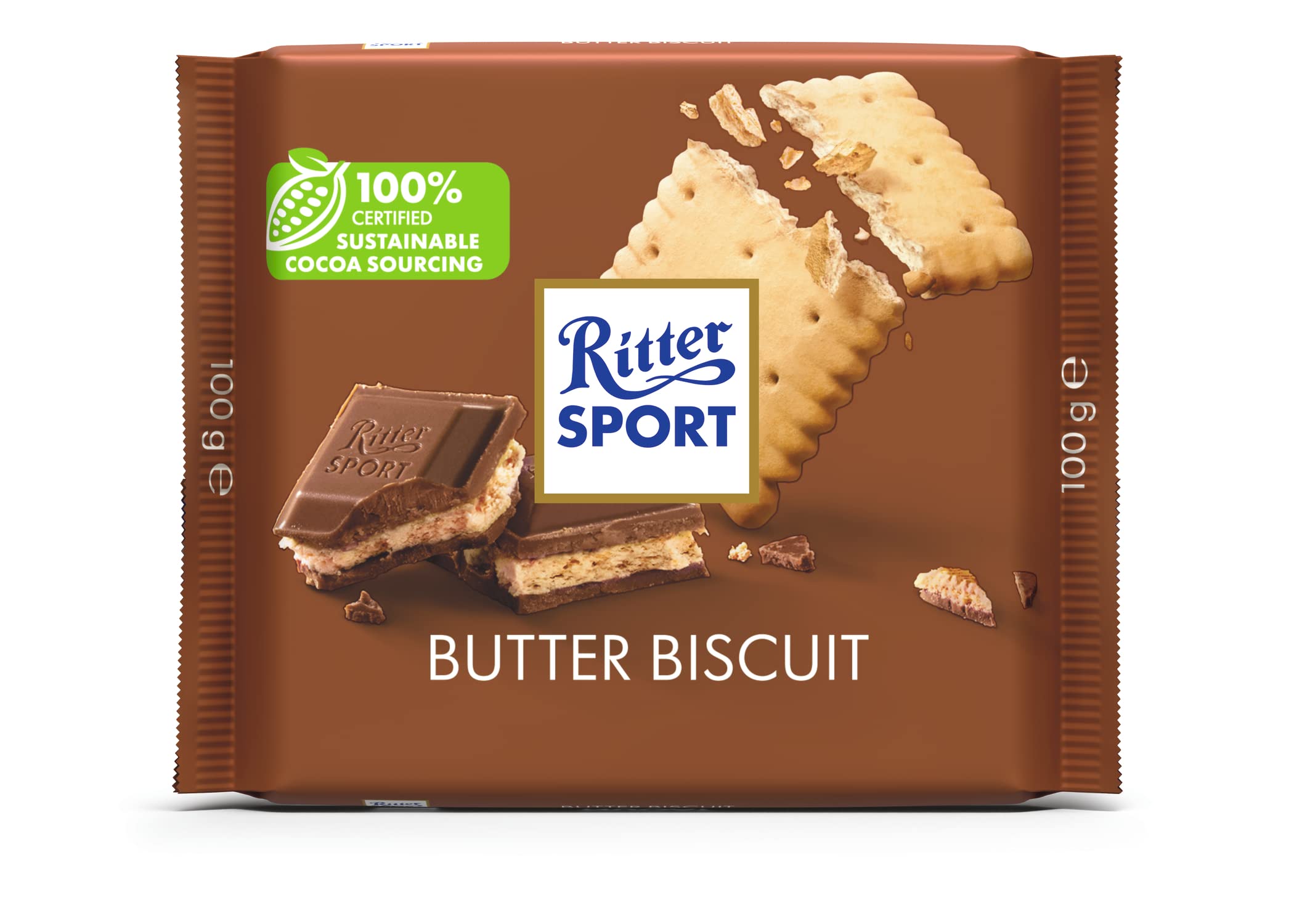 Ritter Sport Butterkeks Milchschokolade, 100g - Knusprig gefüllter Schokoriegel