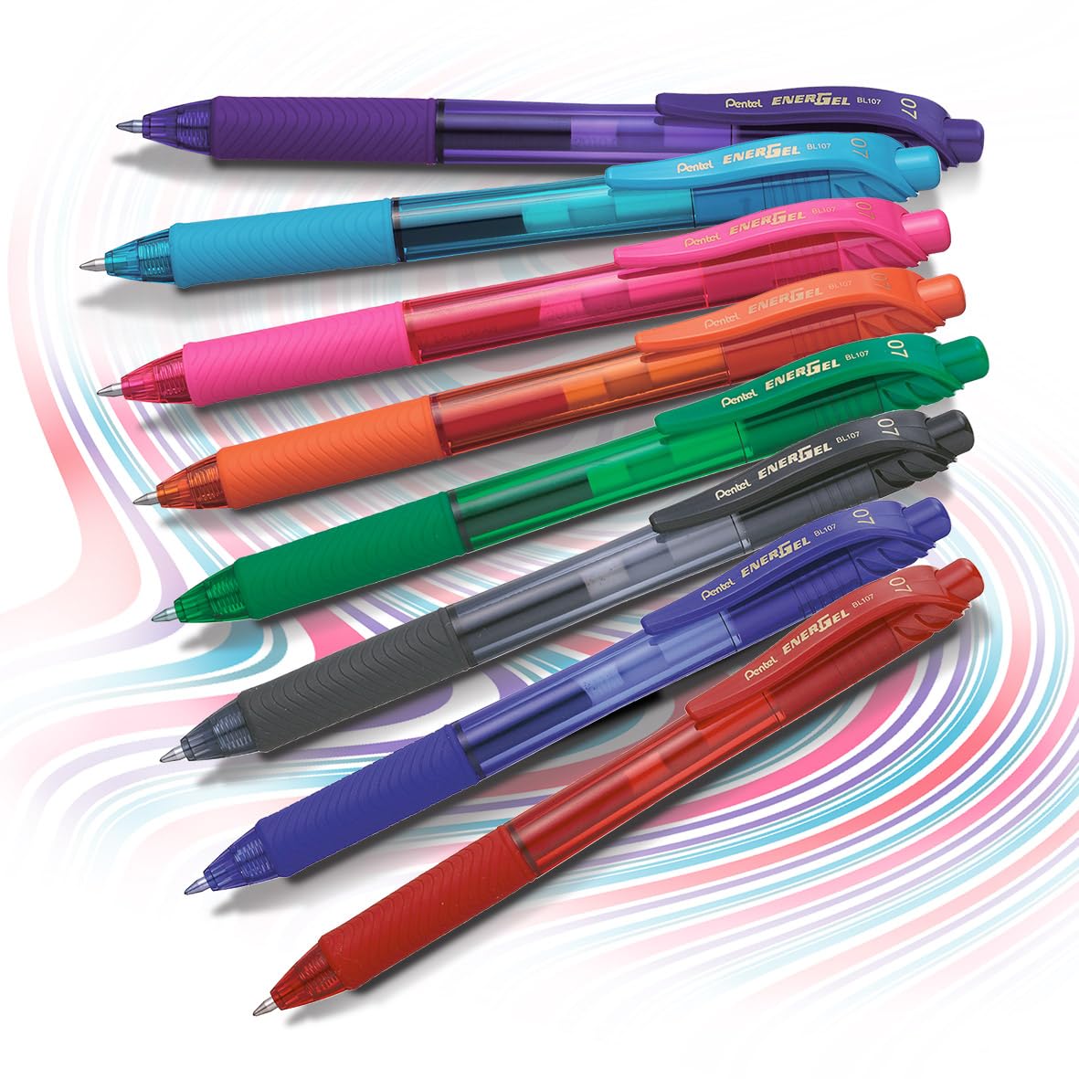 Pentel EnerGel X Retractable Rollerball Pen - 0.7mm Tip, Red Ink | Quick Drying Gel Ink 3