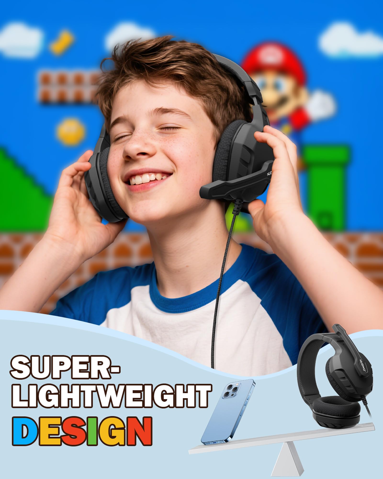 NUBWO U3 3.5mm Gaming Headset for PC, PS4, PS5, Xbox One, Nintendo Switch, Laptop 6