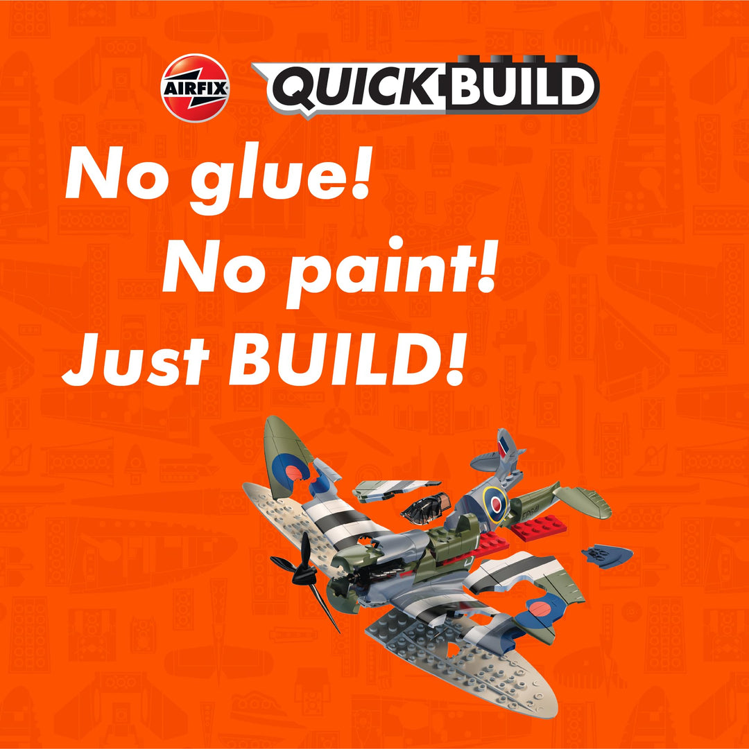 Airfix QUICKBUILD D-Day Spitfire Model Kit - Snap Together Plastic Aircraft for Kids 5+