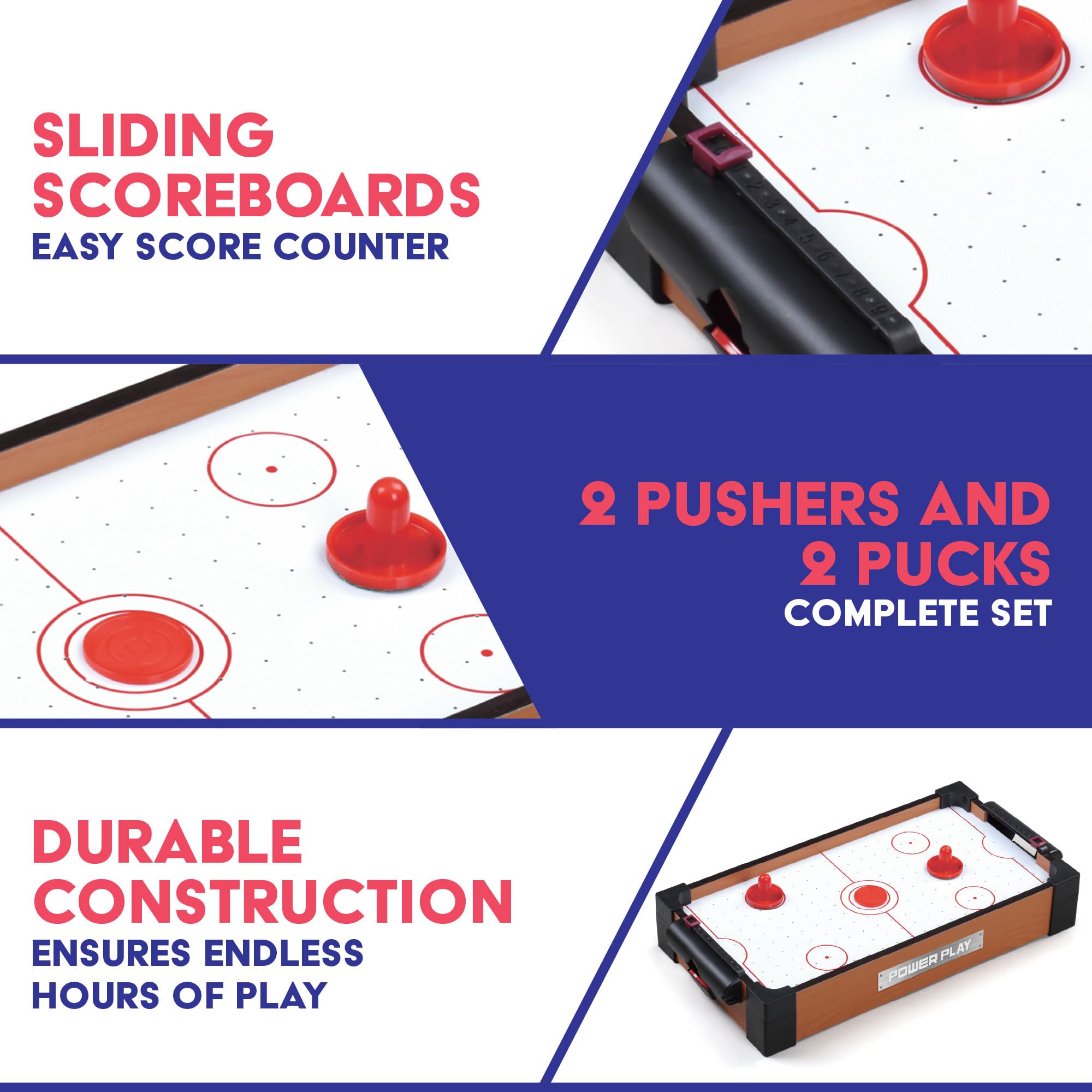 Power Play Air Hockey Table Game - Portable, 2+ Players, Ages 5+ | 16-Inch 6