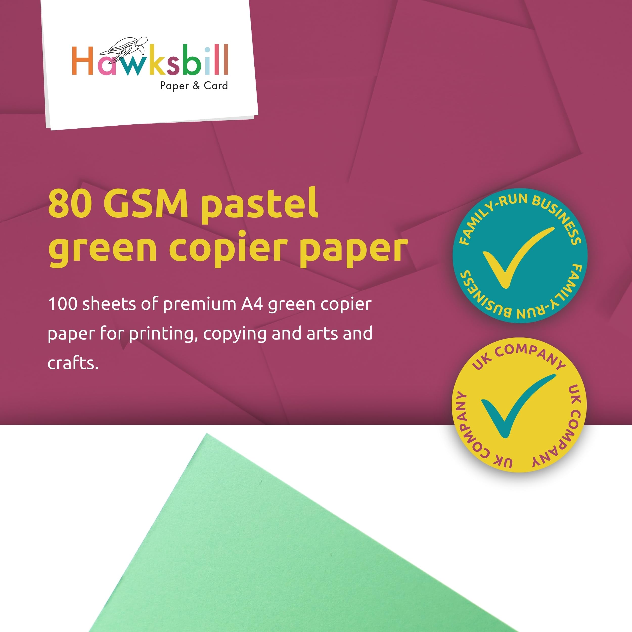 Hawksbill Pale Green Copy Paper - 80 GSM A4, 100 Sheets | Dyslexia-Friendly & FSC Certified 2
