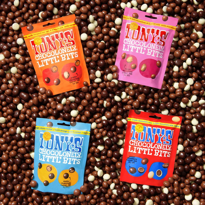 Tony's Chocolonely - Littl’ Bits Triple Chocolate Mix Balls - Mini Chocolate Treats in Sharing Pouch - 100g