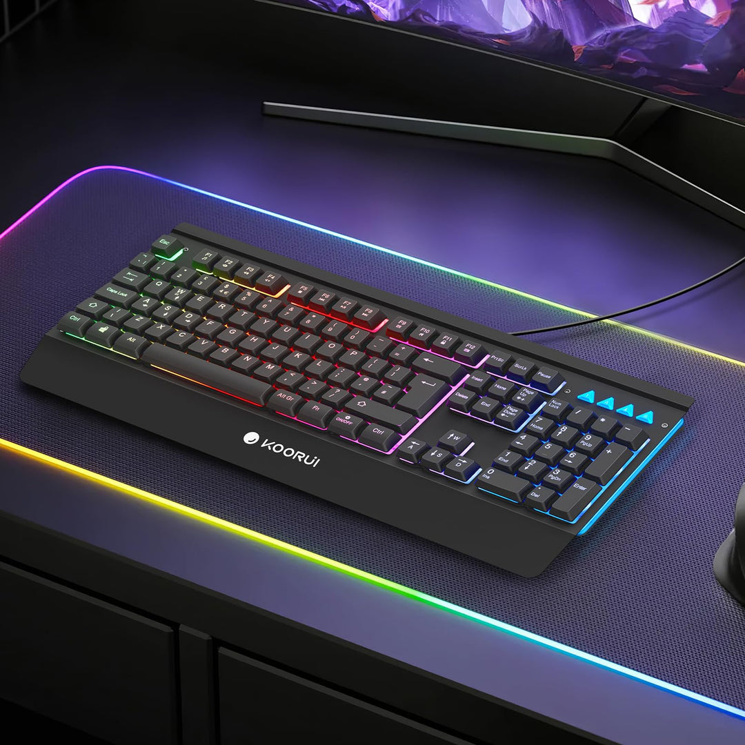 KOORUI Gaming Keyboard - Wired Mechanical Tactile Switch RGB Backlit 104-Key PC & Mac