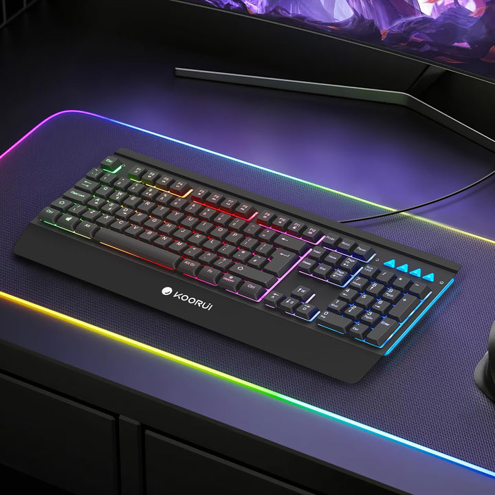 KOORUI Gaming Keyboard - Wired Mechanical Tactile Switch RGB Backlit 104-Key PC & Mac