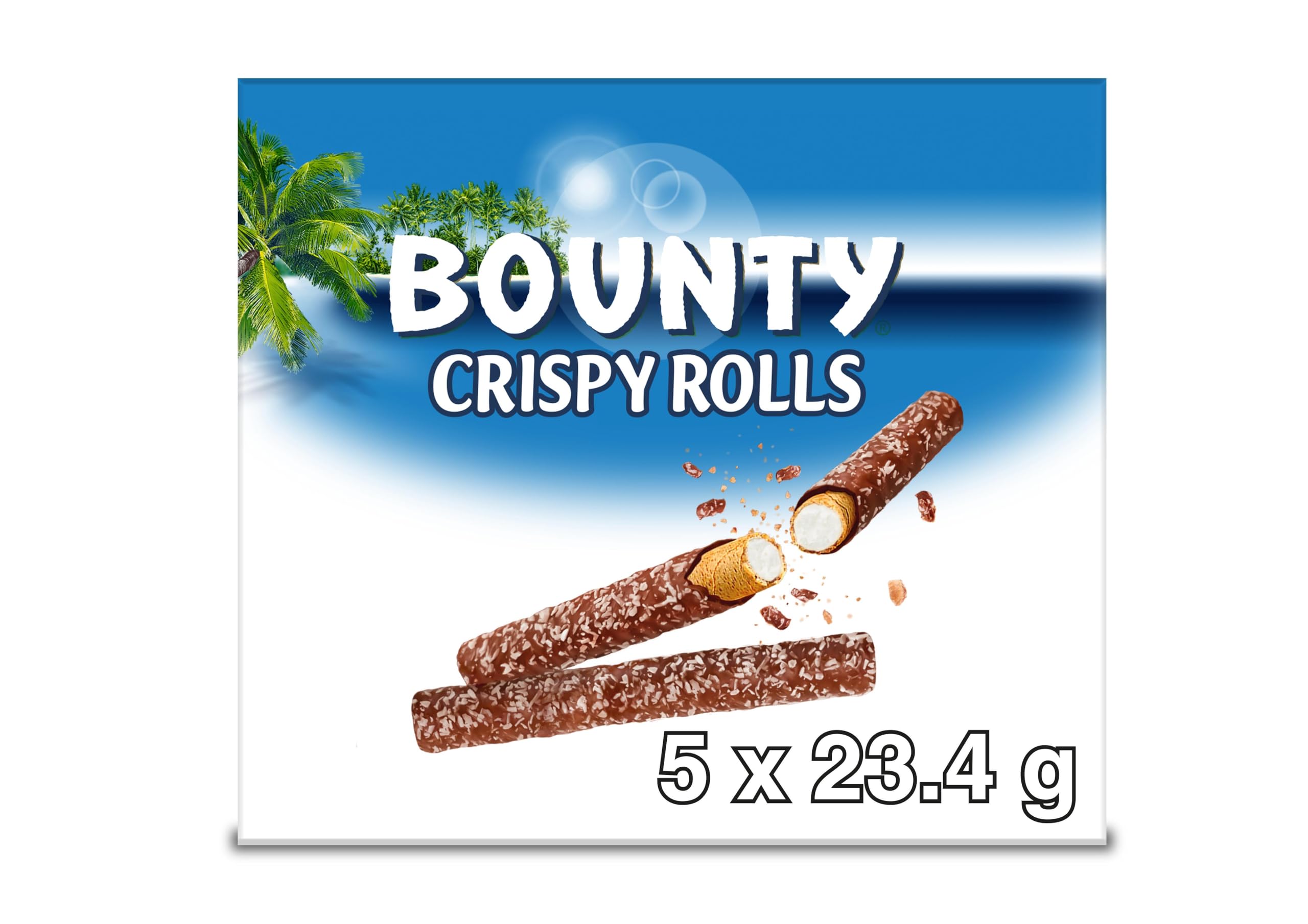 Bounty Crispy Rolls Milk Chocolate Coconut Biscuit Snack Bar Multipack 5 x 23.4g 1