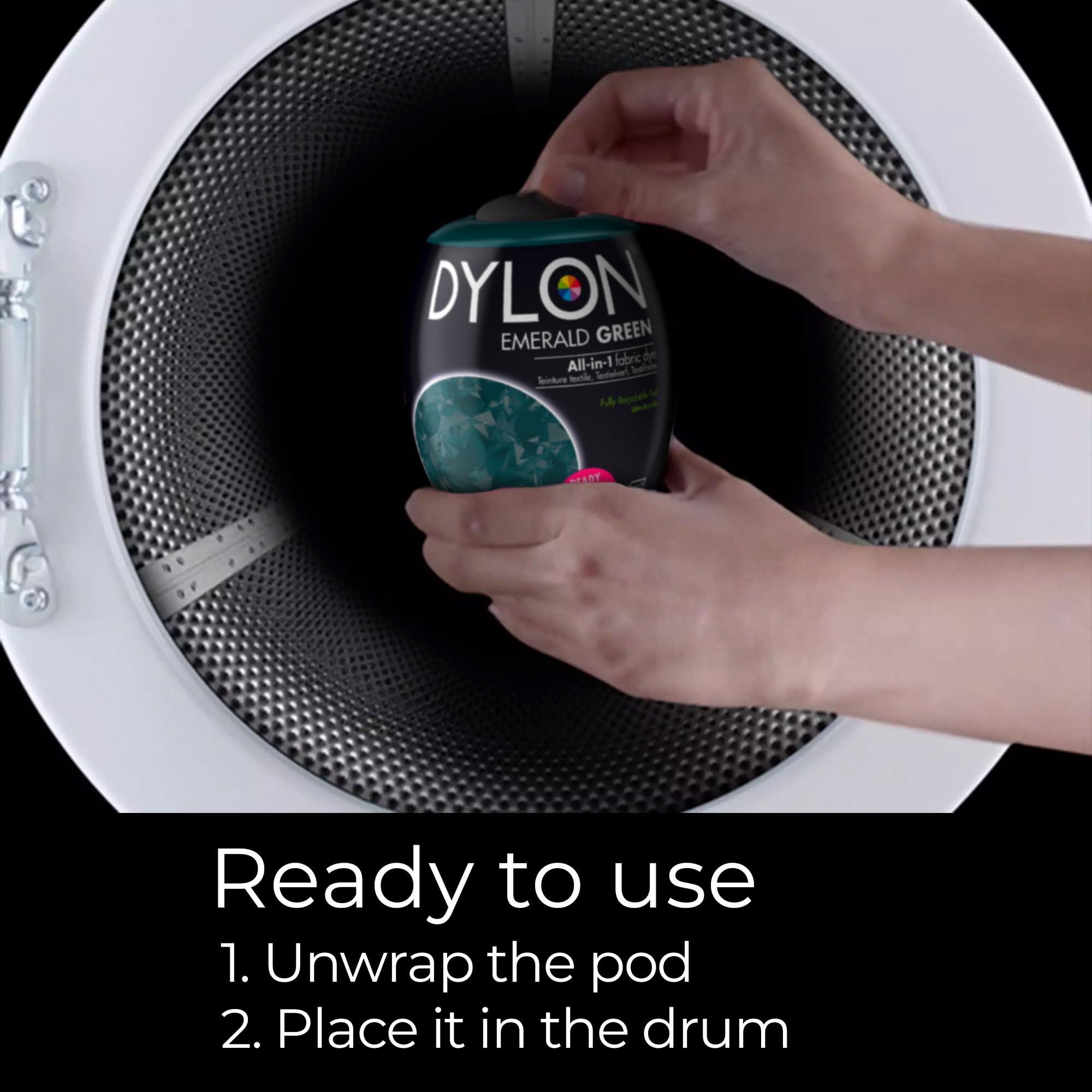 Dylon Washing Machine Fabric Dye Pod - Emerald Green | 350g | Long-Lasting Intense Colour 5