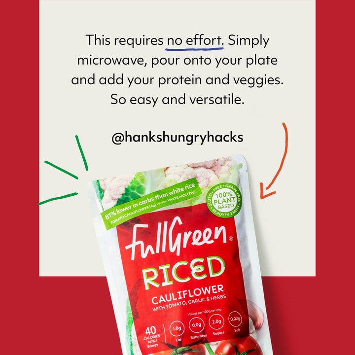 Fullgreen - Cauliflower Rice with Tomato, Garlic & Herbs - Low-Carb Rice Alternative