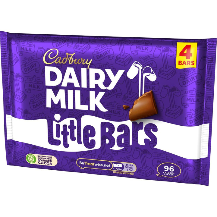 Cadbury Dairy Milk Chocolate Little Bars, 18g (Pack of 4)