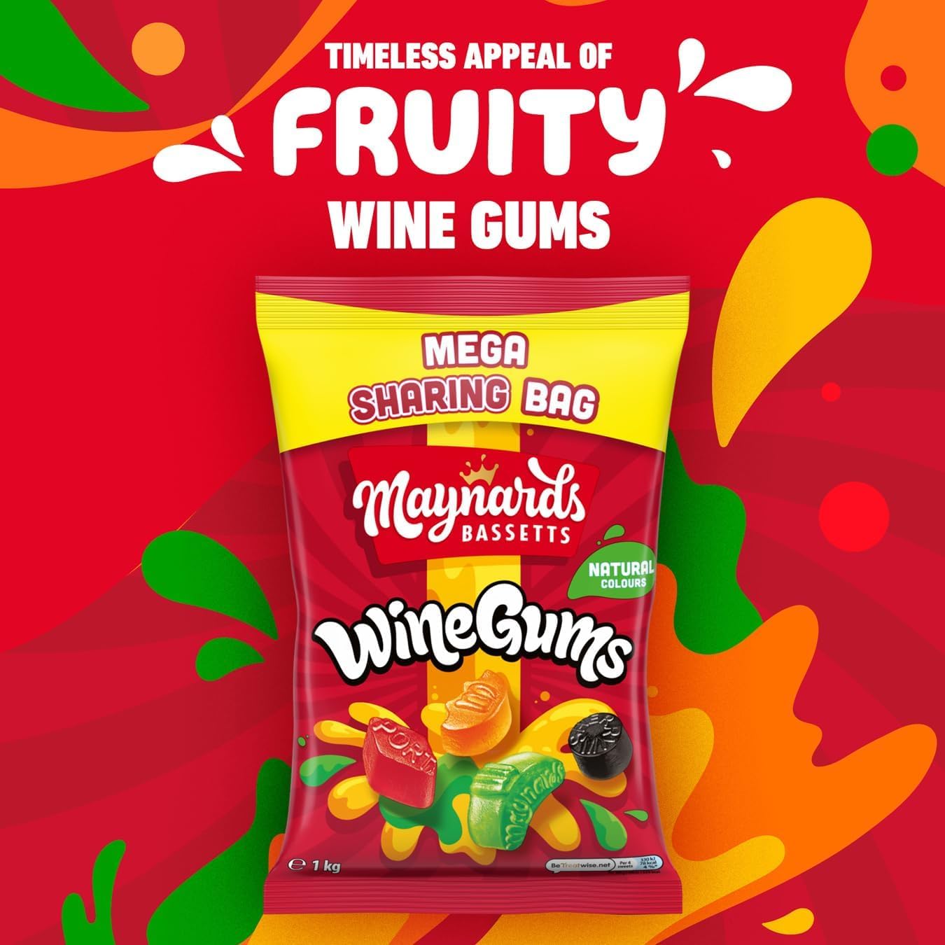 Maynards Bassetts Wine Gums - Fruity Chewy Sweets | 1kg Sharing Bag