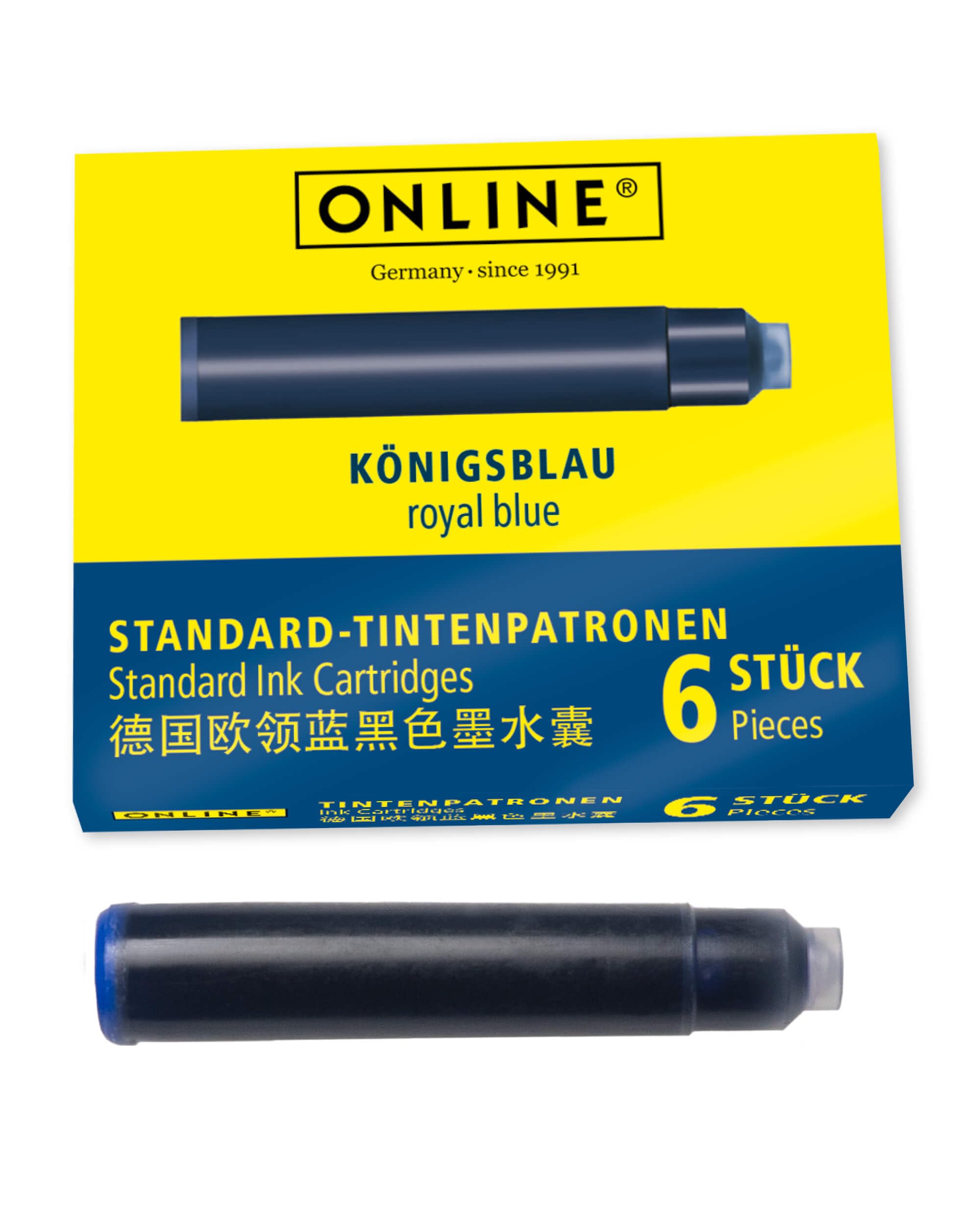 Online Pen Refills - Royal Blue Ink Cartridges for Standard Fountain Pens | Box of 6 1