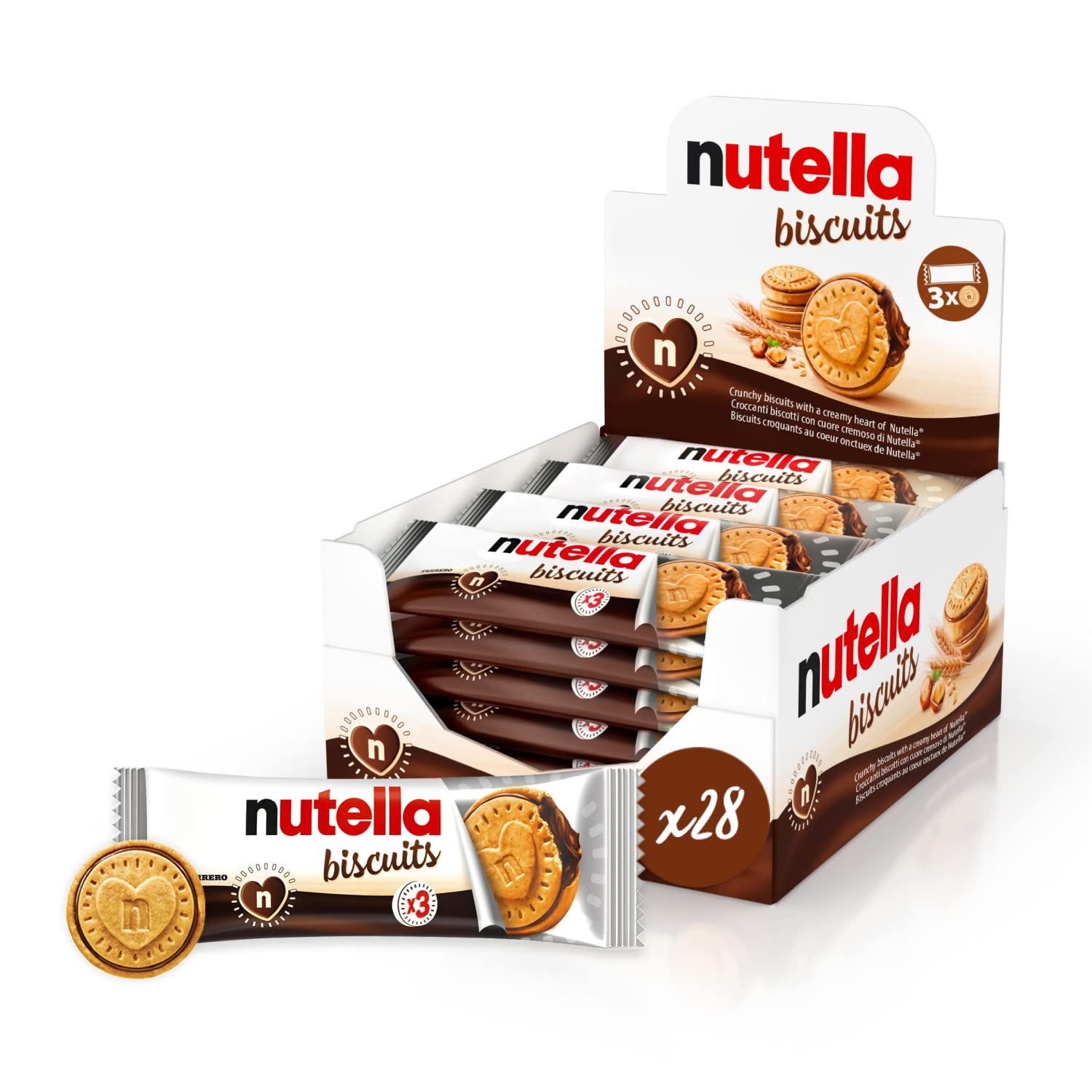 Nutella Chocolate Biscuits, Crunchy Golden Biscuit Snack with Hazelnut Cocoa Filling, 3x28 Packs 1