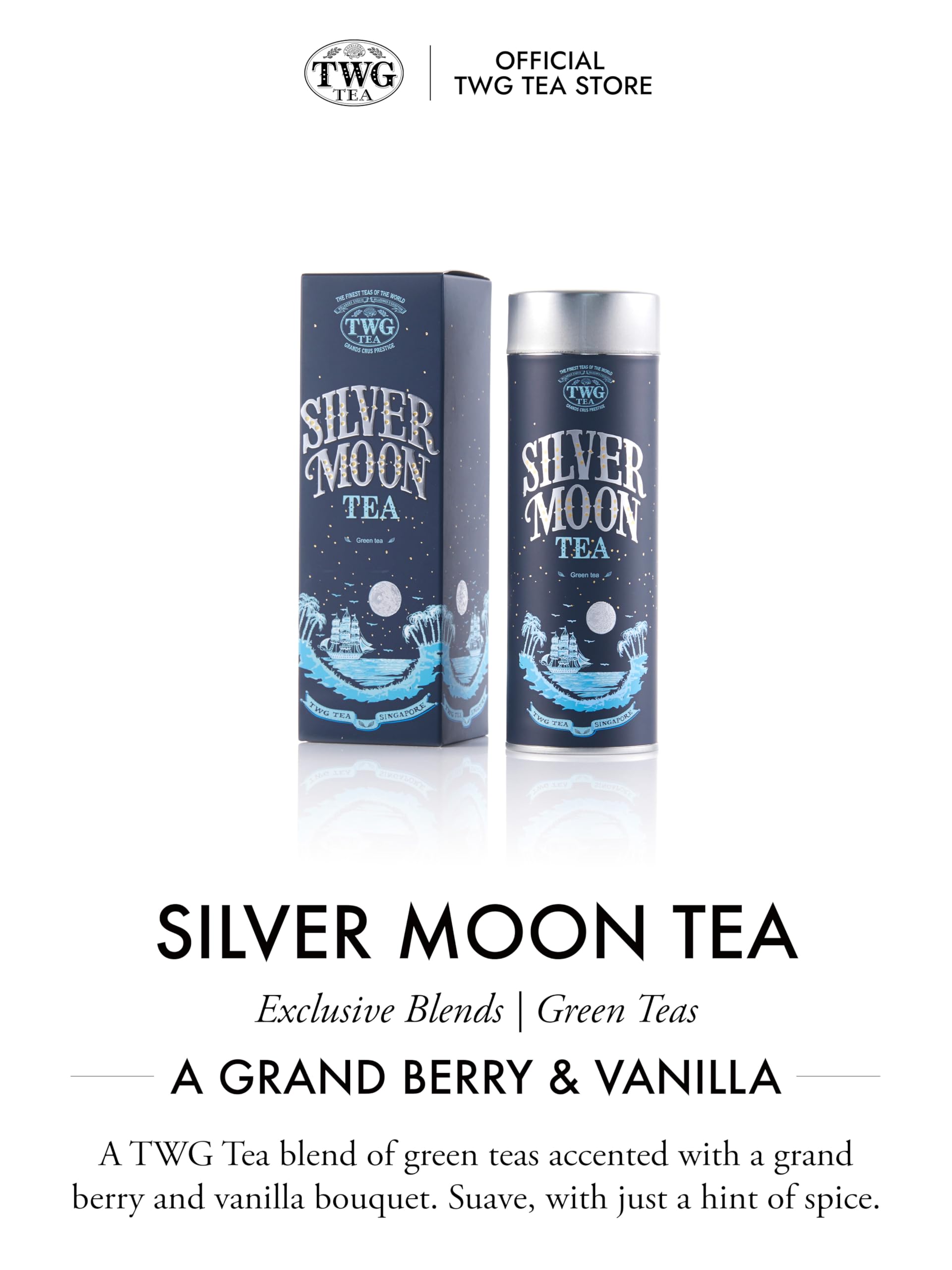 TWG Tea Silver Moon Green Tea - Grand Berry & Vanilla Blend | Loose Le