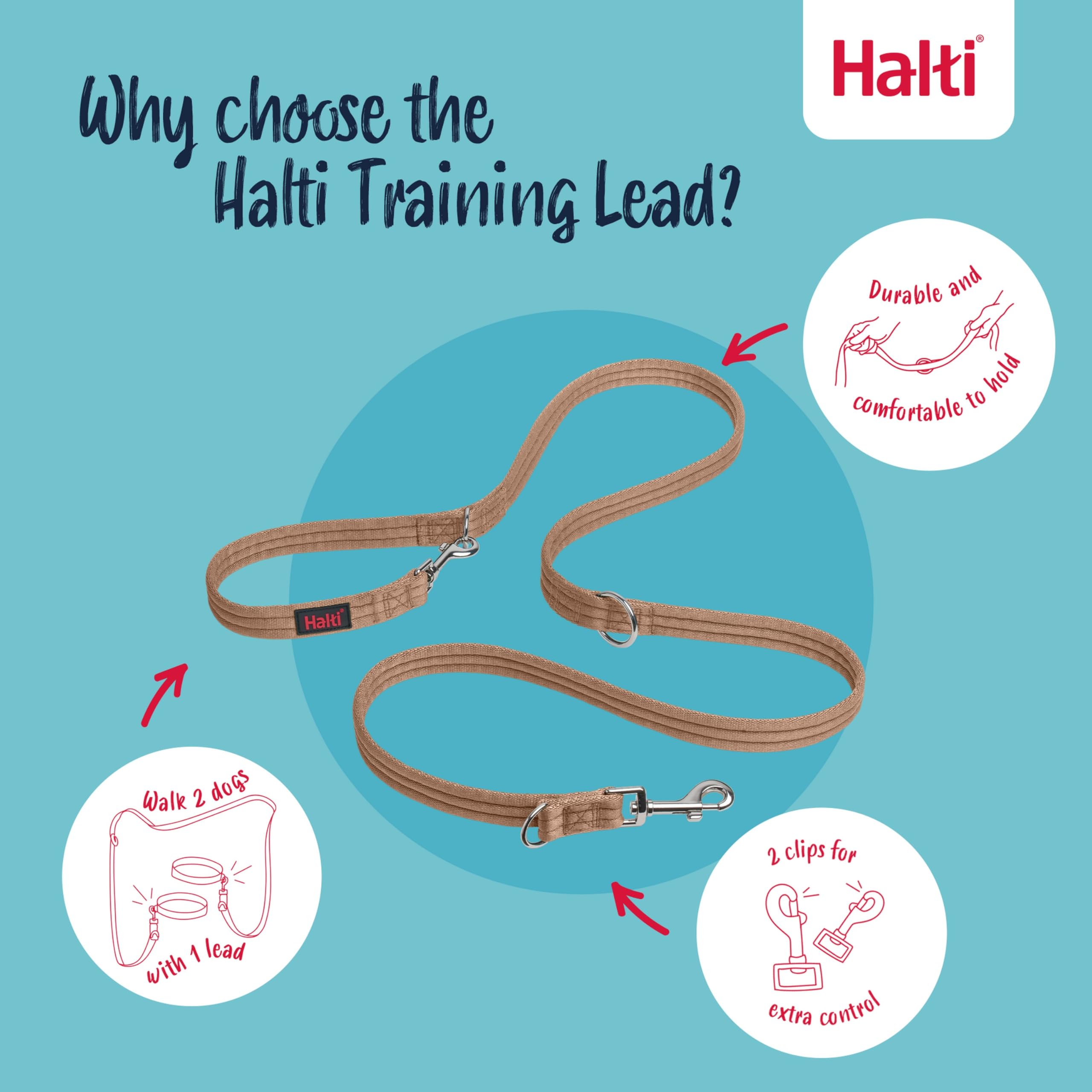 Halti Training Lead - Professional No-Pull Double-Ended Dog Lead | Size Large, Desert Sand 3